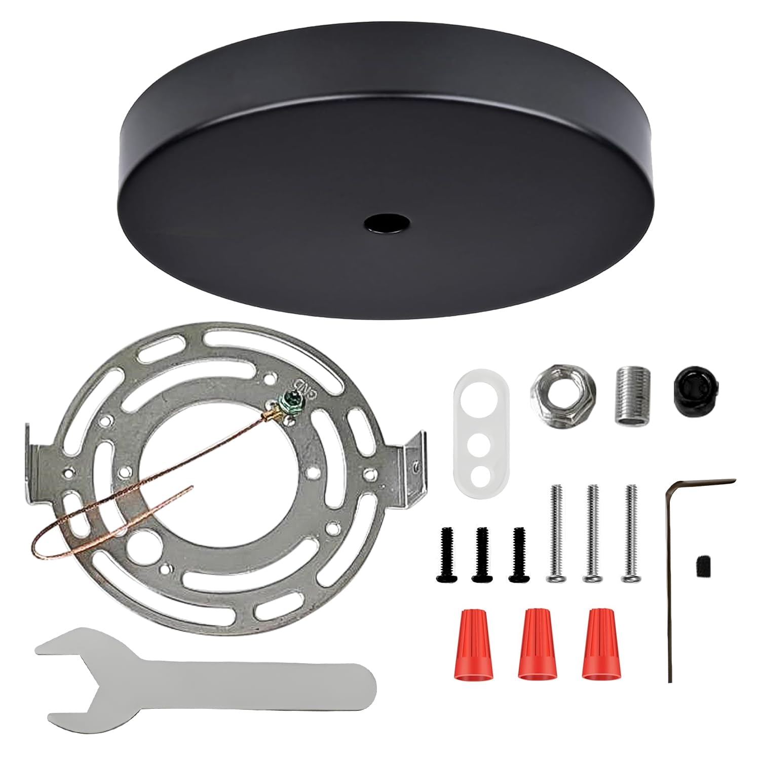 KCO Lighting 4.7 Inches Round Canopy Kit, Black Single Hole Ceiling Plate, Replacement Cover Plate with Mounting Hardware for Chandelier Pendant Light