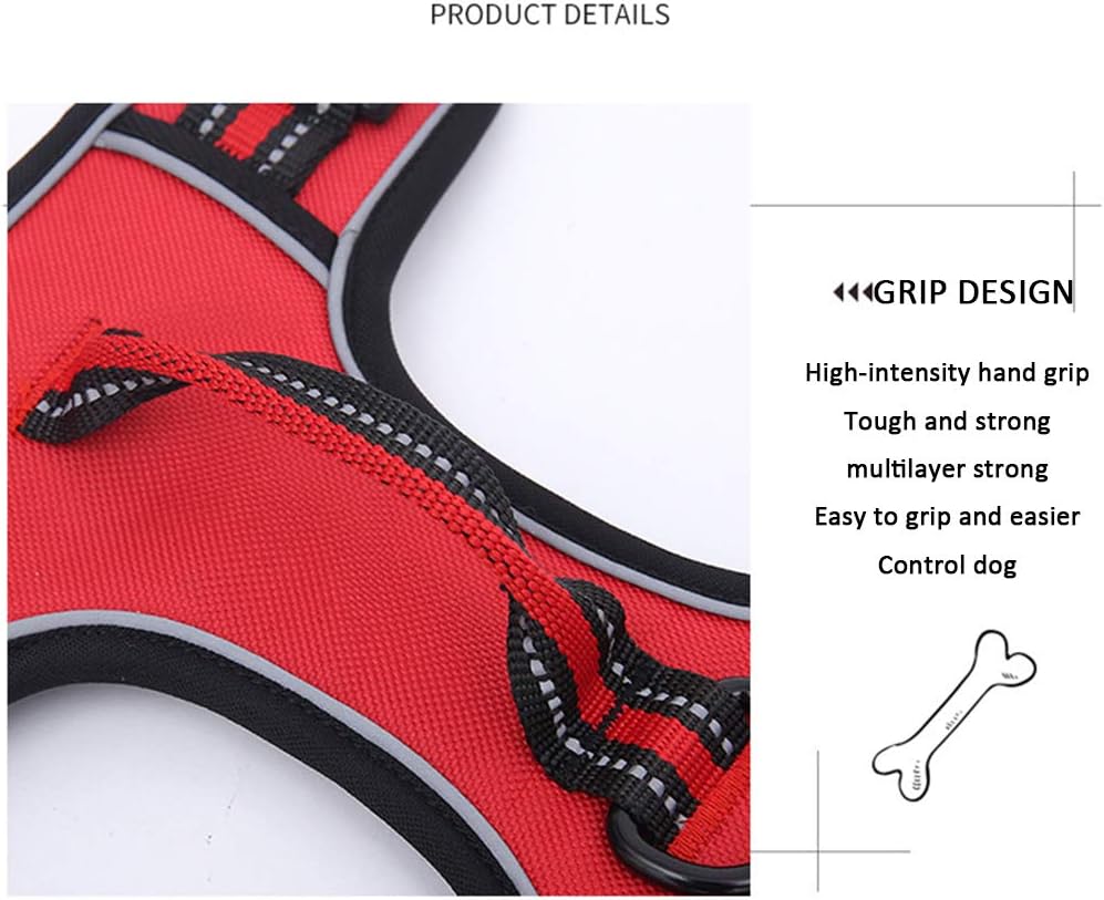 Dog's Pull-Free Harness Pet Chest Strap Reflective Breathable and Durable Easy-to-Control Handle Walking Training and Running C S (B Small)