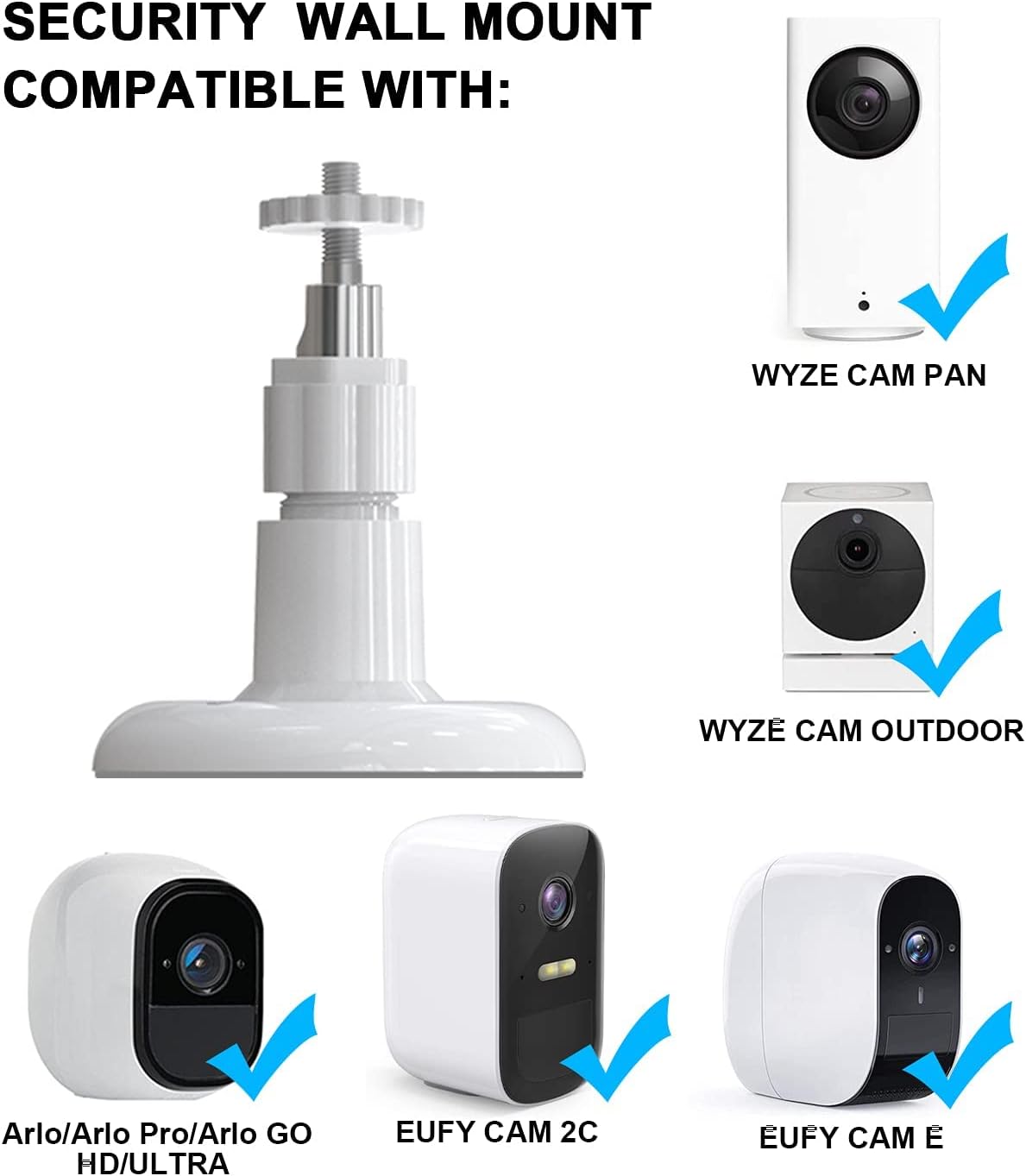 3 Pack Adhesive Wall Mount Compatible with Stick Up Cam/Indoor Cam/Battery Cam,Ceiling Mounting Kit for Plug-in HD Security Camera Mount 2 Ways Installation VHB Stick On or Screws