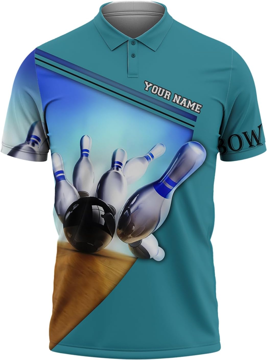 3D Personalized Bowling Pins and Ball Polo Bowling Players Shirt Gift for Bowlers League Season