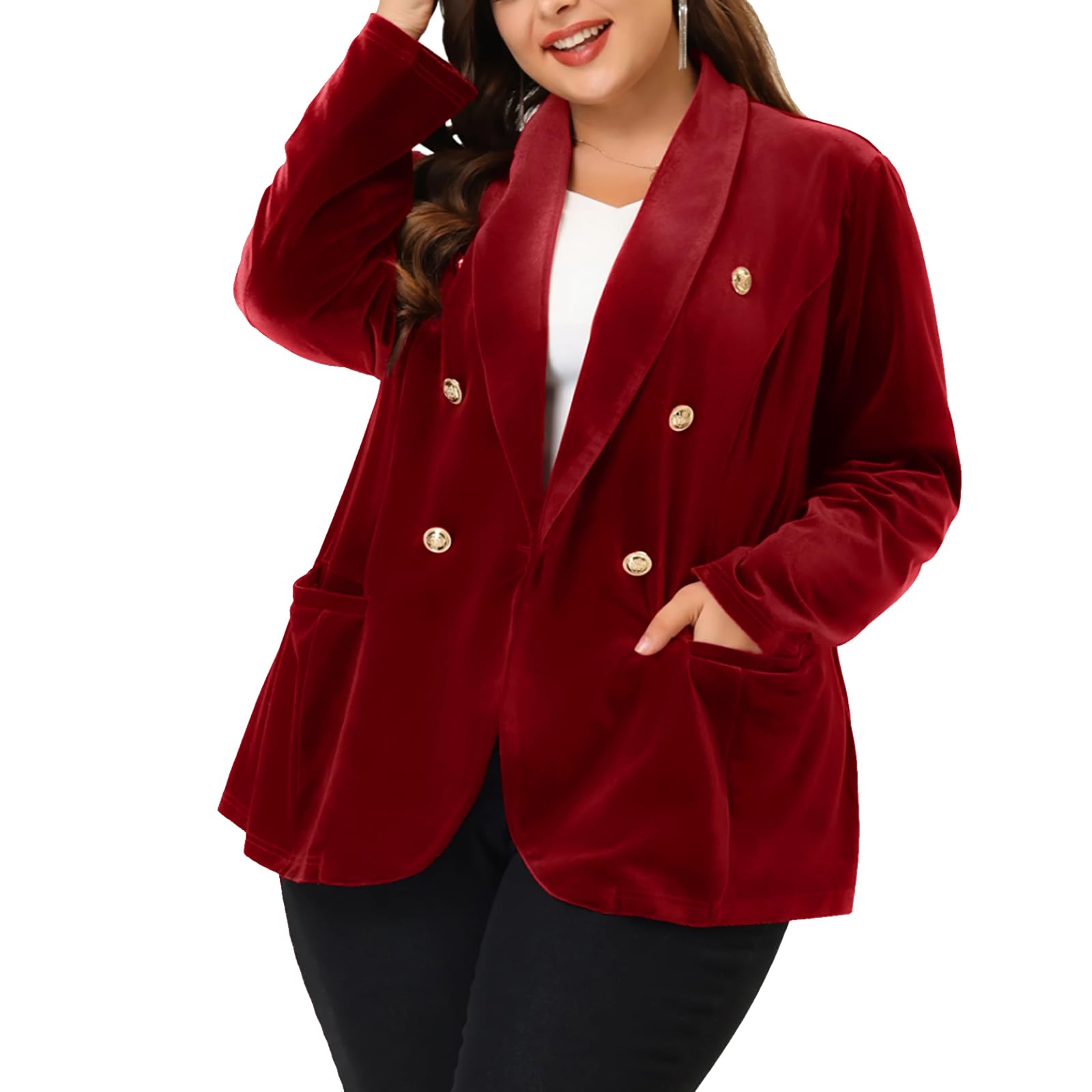 Women Velvet Blazer Casual Jackets Shaw Lapel Long Sleeves Business with Pockets