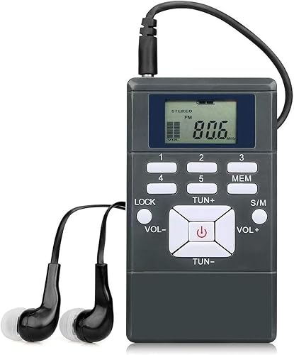 Radio FM portátil, batería AAA, mini estéreo DSP personal con auriculares, llave de bloqueo, ideal para caminar, trotar, ir a la iglesia, guía