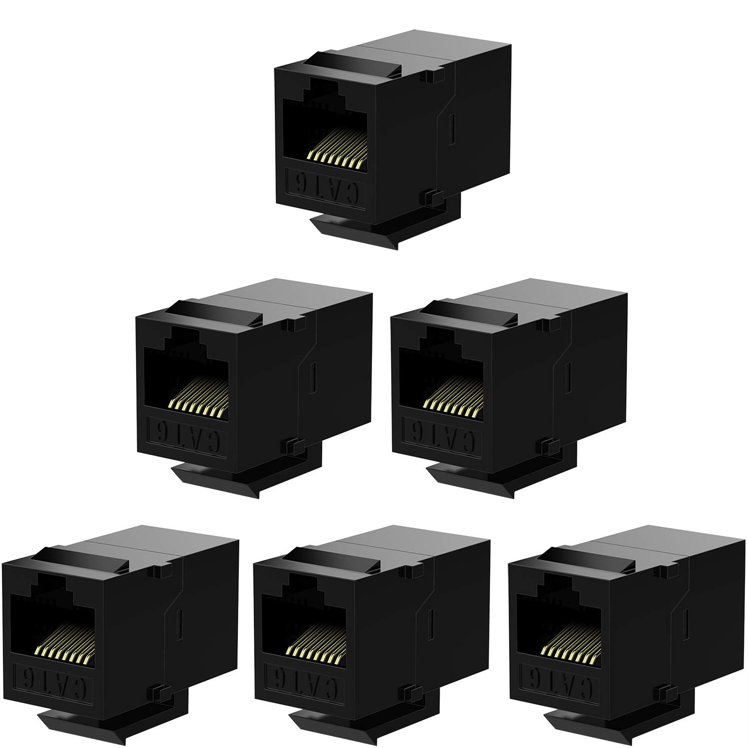 Rj45 Coupler Cat6 Keystone Jack Inline Coupler Female to Female Insert Coupler 6 Pack Black