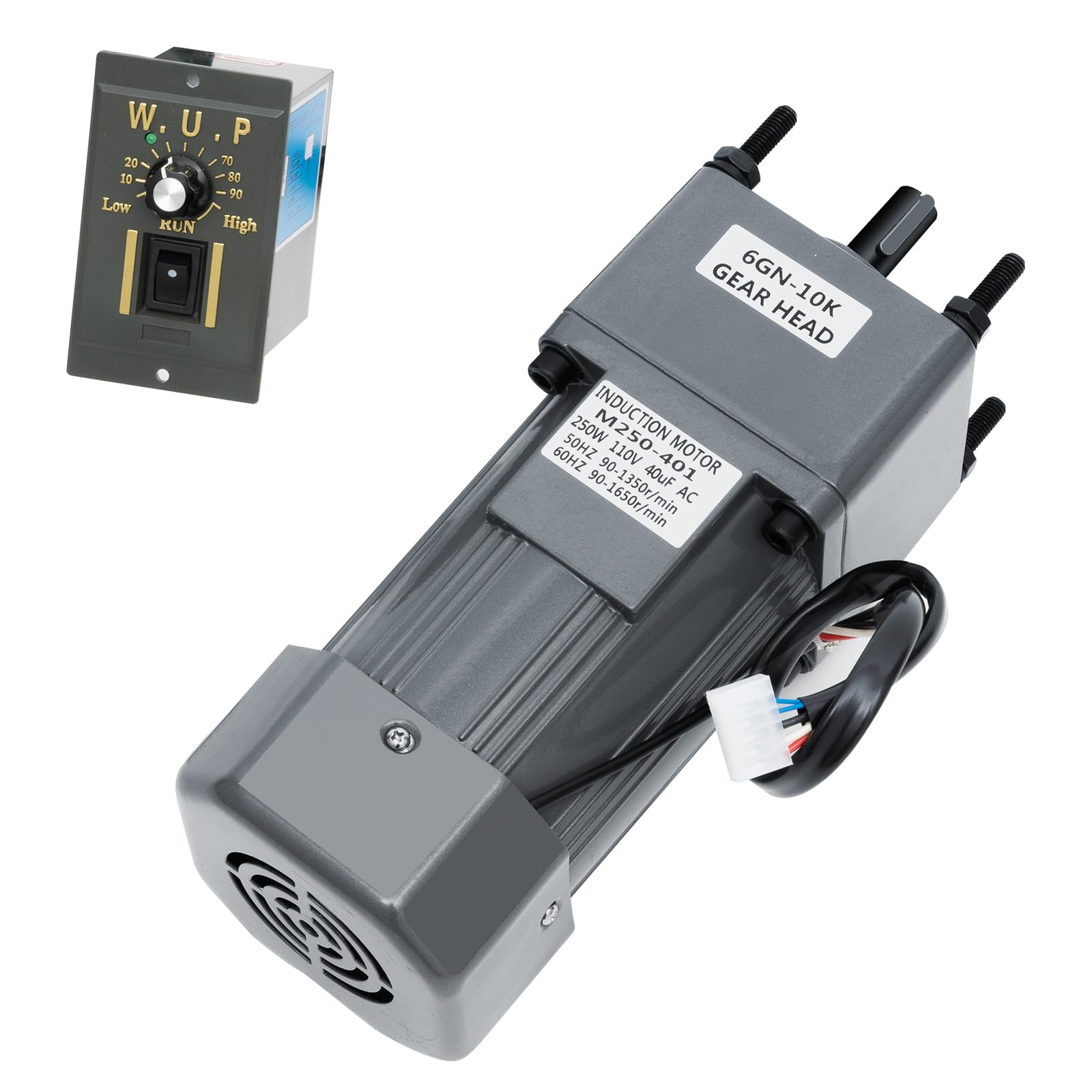 Motor reductor de engranajes de 120 W 110 V con controlador de velocidad, relación de reducción de 45 rpm 1 Motor reductor de engranajes de 120 W 110 V con controlador de velocidad, relación de reducción de 45 rpm 1