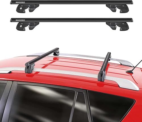 OMAC Juego de barras transversales de portaequipajes para Honda Pilot 2003-2008, color negro, barras transversales de riel de techo de automóvil,