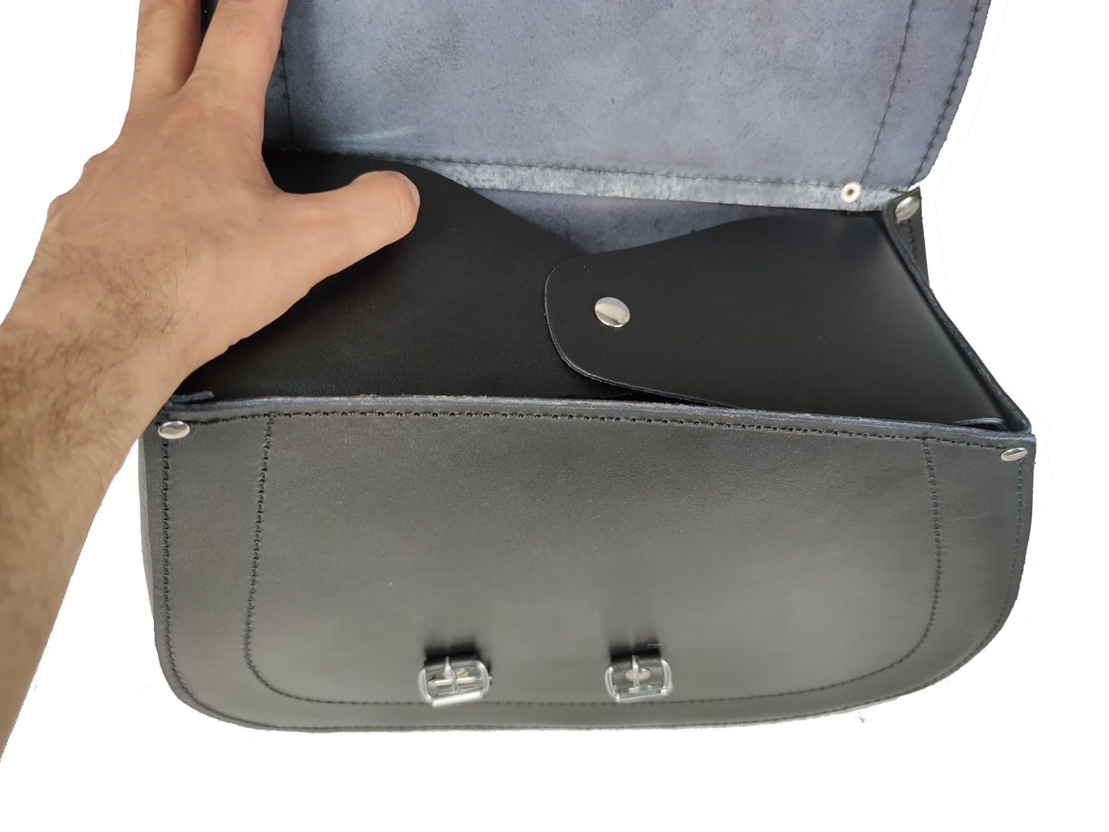 WinNet Borse Laterali Moto Borsa Posteriore In Pelle, Coppia 2 Borse Moto Custom Rigide In Cuoio Nero A Bisaccia Per Motocicletta - accessori moto