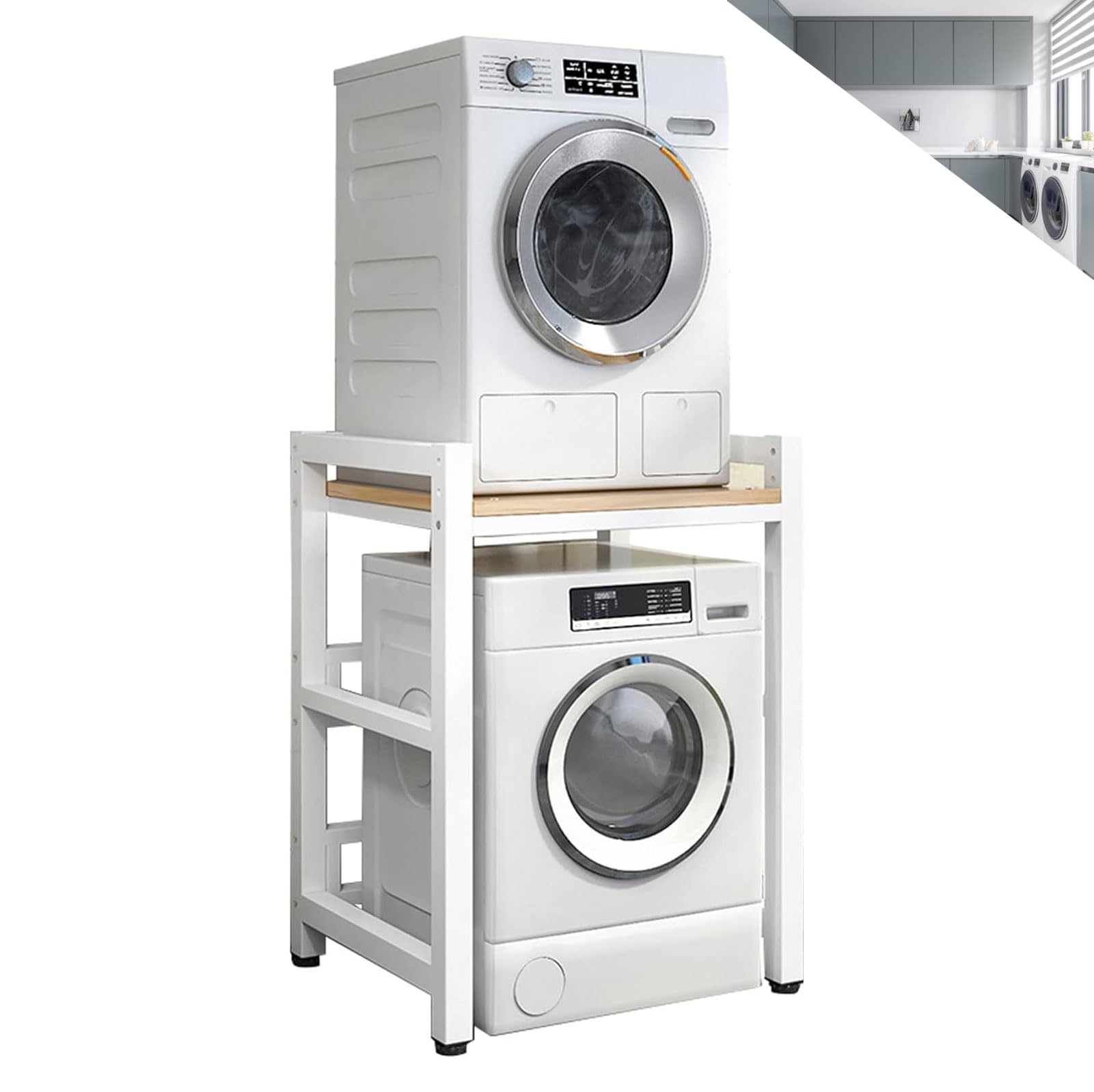 Kit de apilamiento ajustable para lavadora, estante multifunción para baño, cocina, balcón y lavandería, capacidad de carga de 400 kg