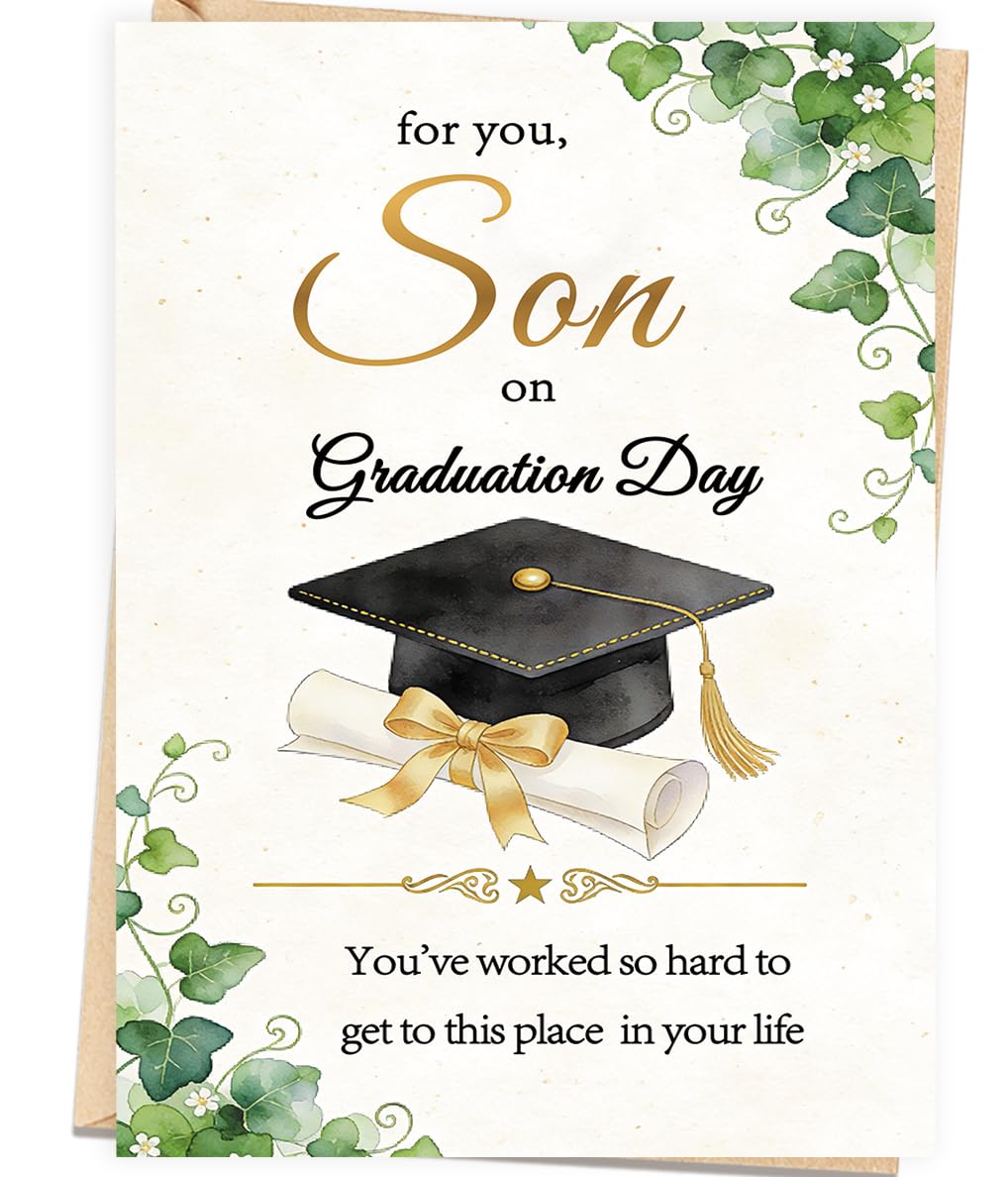 Londue Son Graduation Card, Congratulations Graduation Card for Son from Mom Dad, High School College Grad Card for Him