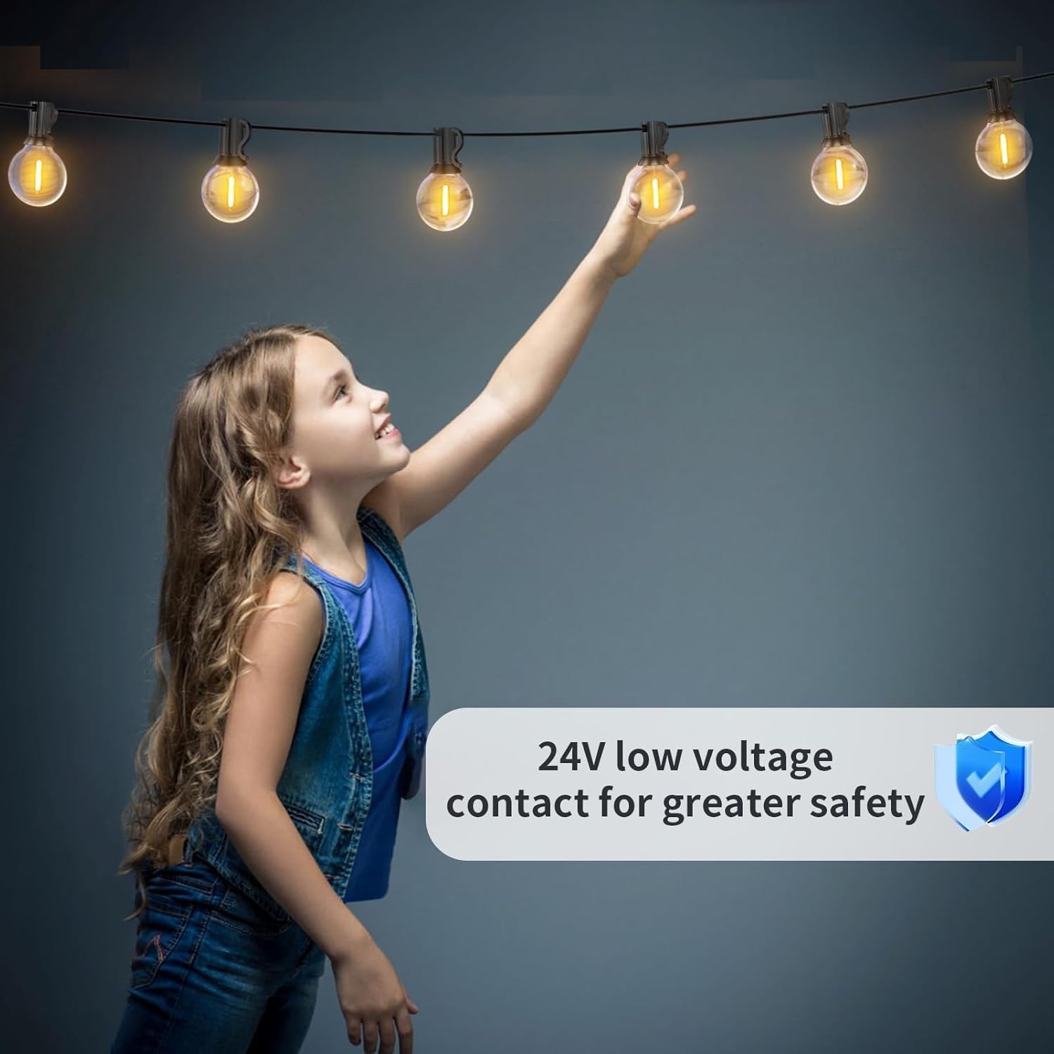 61M Lichterkette Außen mit 100+4 LED G40 Glühbirnen Wasserdicht | Warmweiß 2700K Lichterkette Outdoor Strom für Garten, Hochzeit, 100-240V