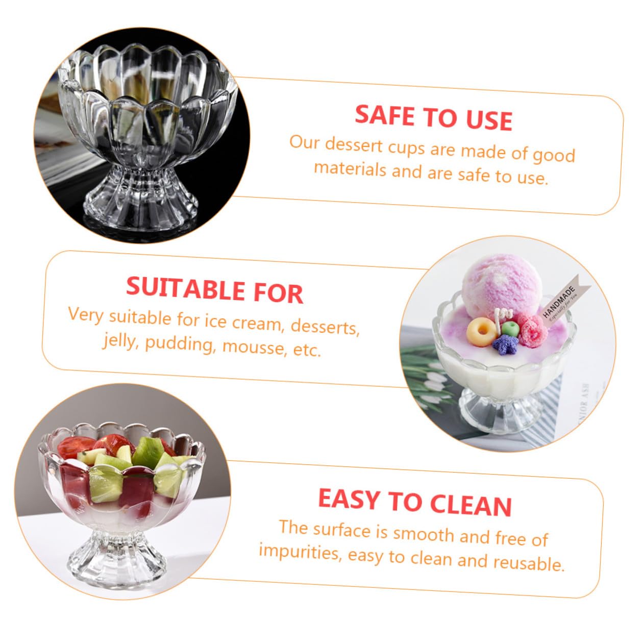TOYANDONA Vasos de Vidrio para Postre 100 Ml Transparentes, Tazas para Gelatina y Pudín, Set de 6 Piezas, Resistentes a Frío y Calor, Hogar y Cocina, Envases para Helados y Postres