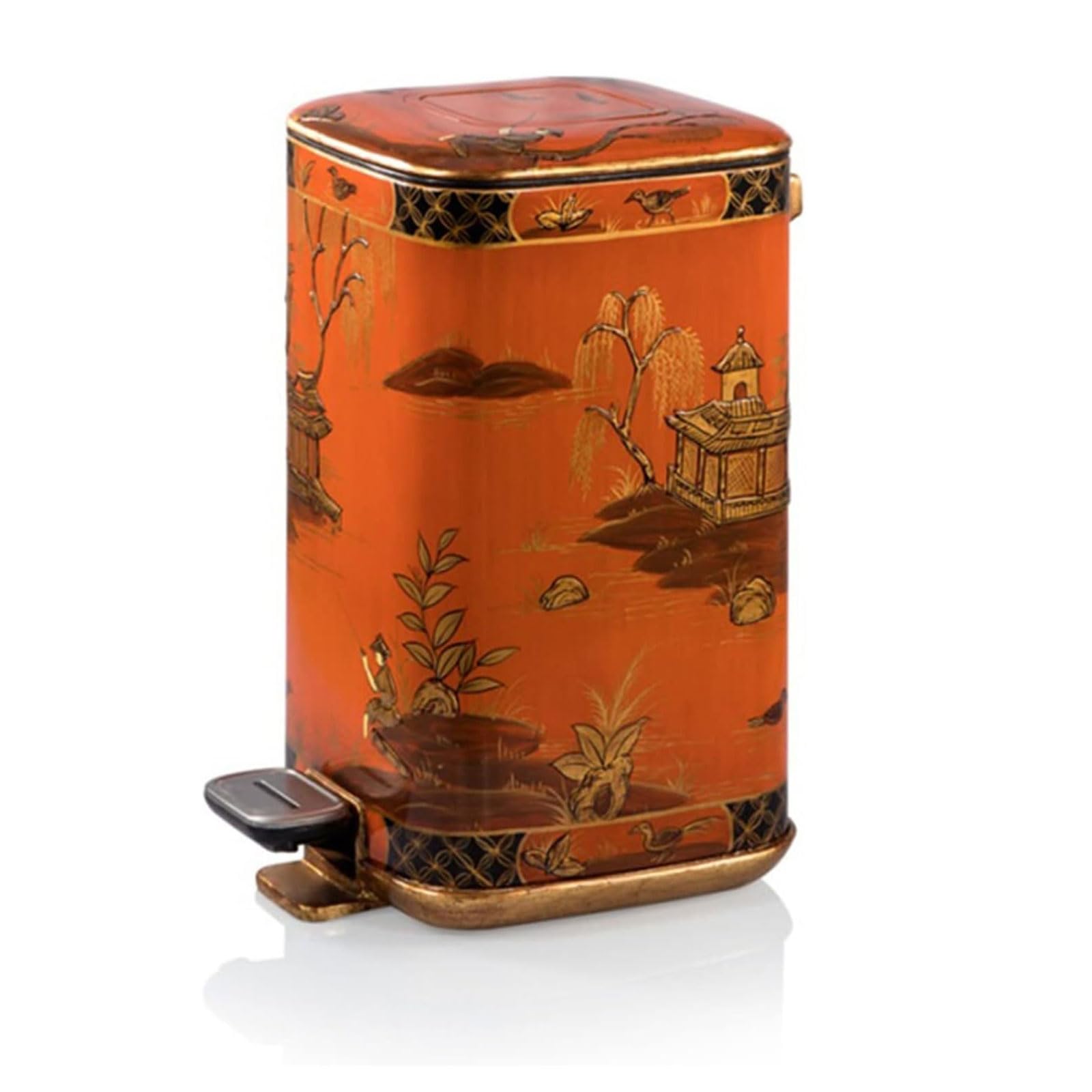 NOLLAM Papelera Lujoso Cubo de Basura con Pedal francés, Cubo de Basura Lacado en Color Dorado con Tapa, Elegante Cubo de Basura para el hogar Basurero Cocina
