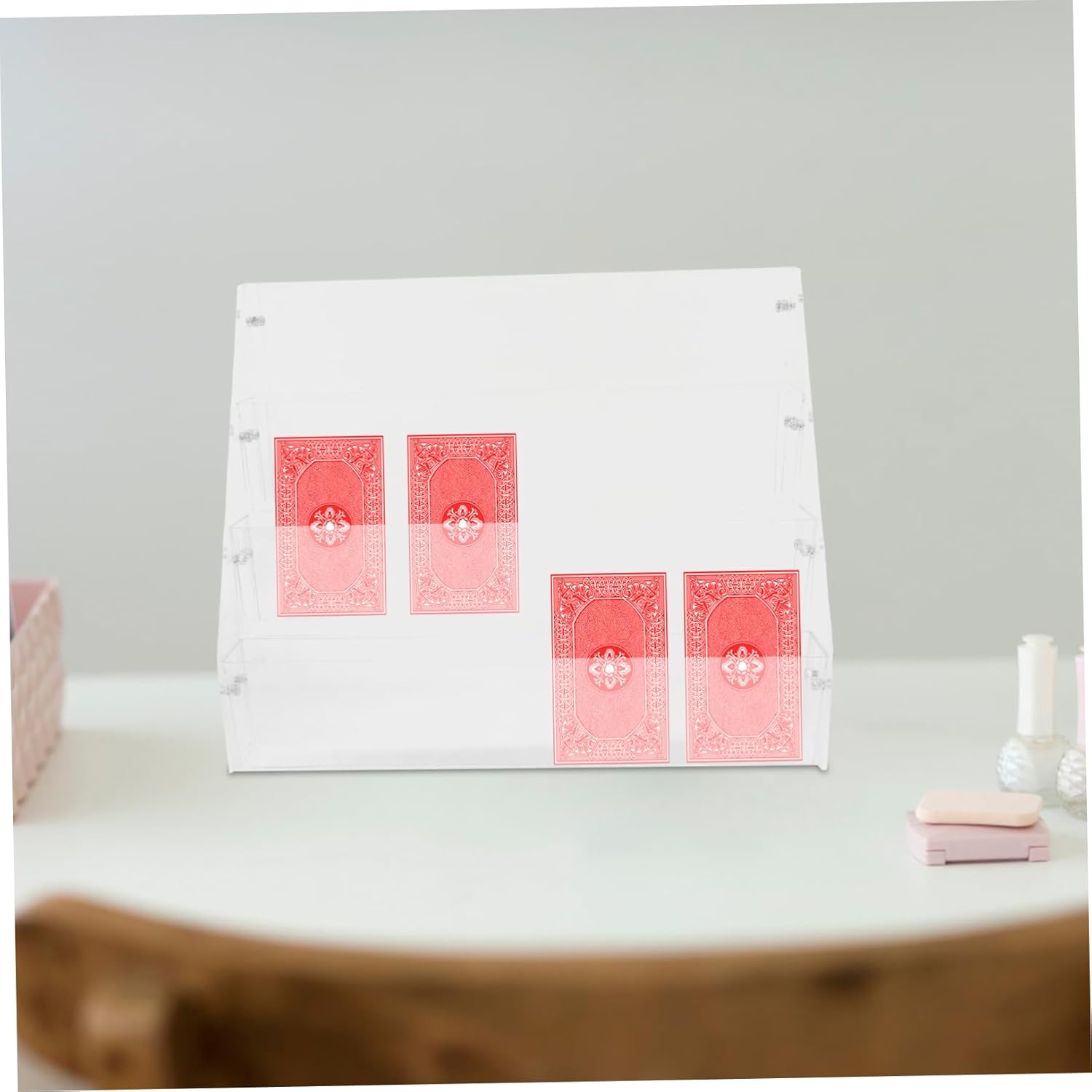 Healifty Elevated Makeup Brush Holders Nail Polish Holder Cosmetic Display Case Acrylic Organizer Sticker Display Stand