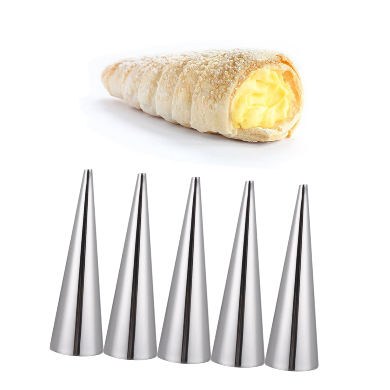 OKUMEYR Homemade Bread Molds 9pc Stainless Steel Bread Baking Tools Conical Shaped Croissant Moulds