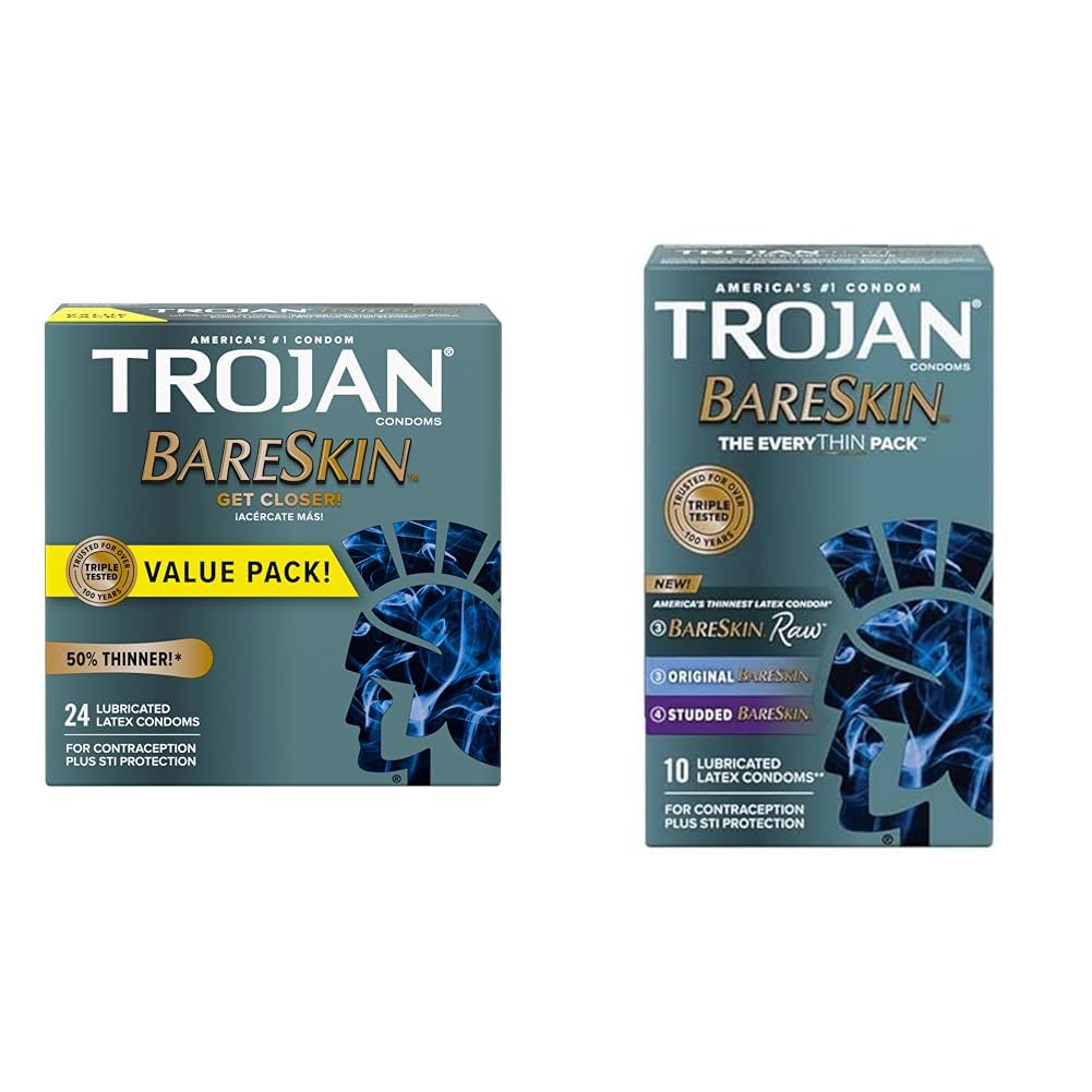 trojan bareskin thin premium lubricated condoms - 24 count CHLORIHEXI LUBE main image 1