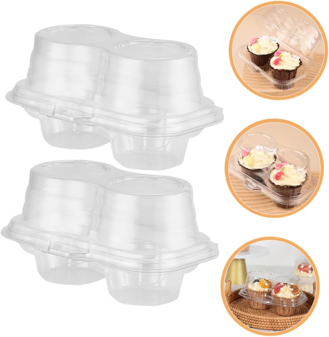 Ciieeo 50pcs Transparent Muffin and Cake Storage Box Food-grade Dessert Containers for Bakery Easy Assembly Cupcake Packaging for Parties and Events