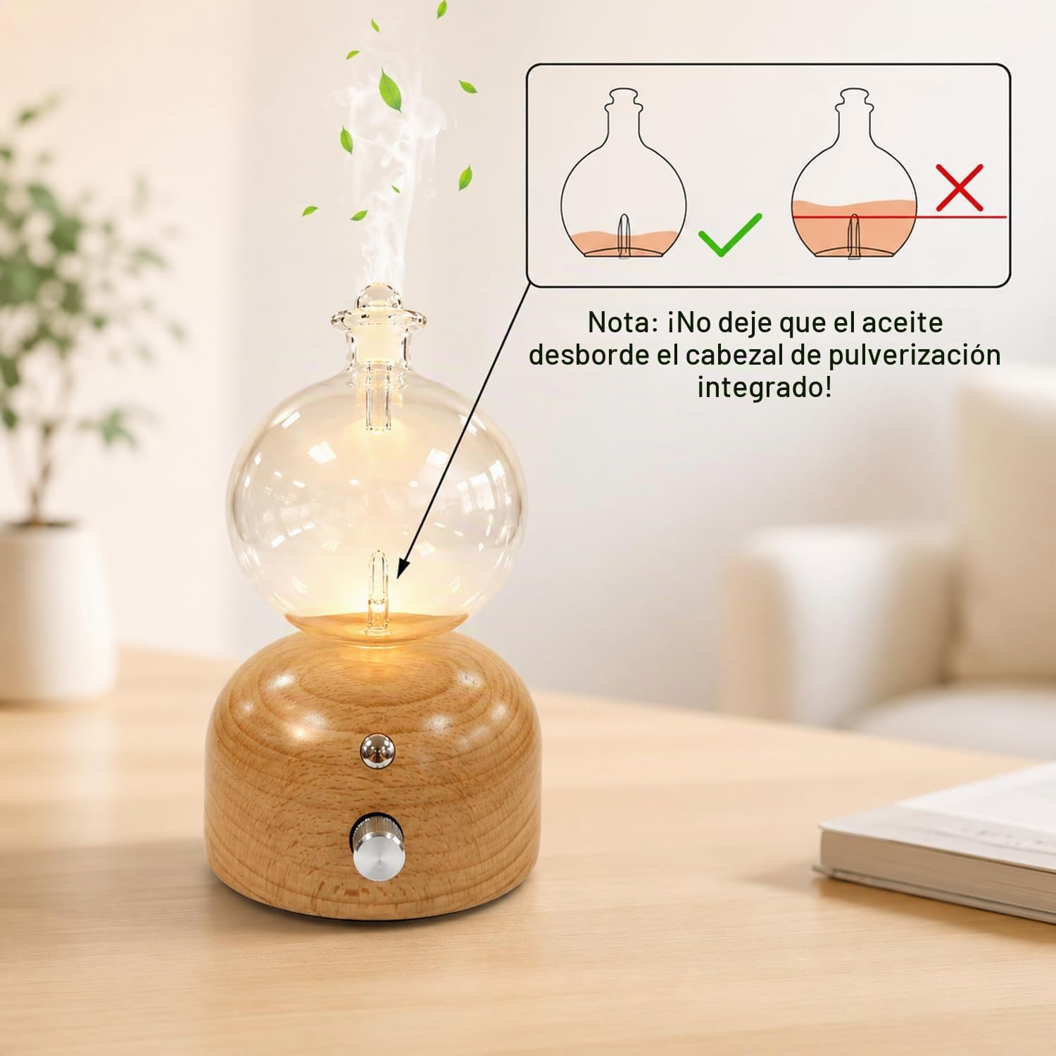Difusor Aceites Esenciales Sin Agua, Difusor de Aceite Esencial nebulizante Recargable Difusor de Aromas Inalámbrico para Hogar y Salón