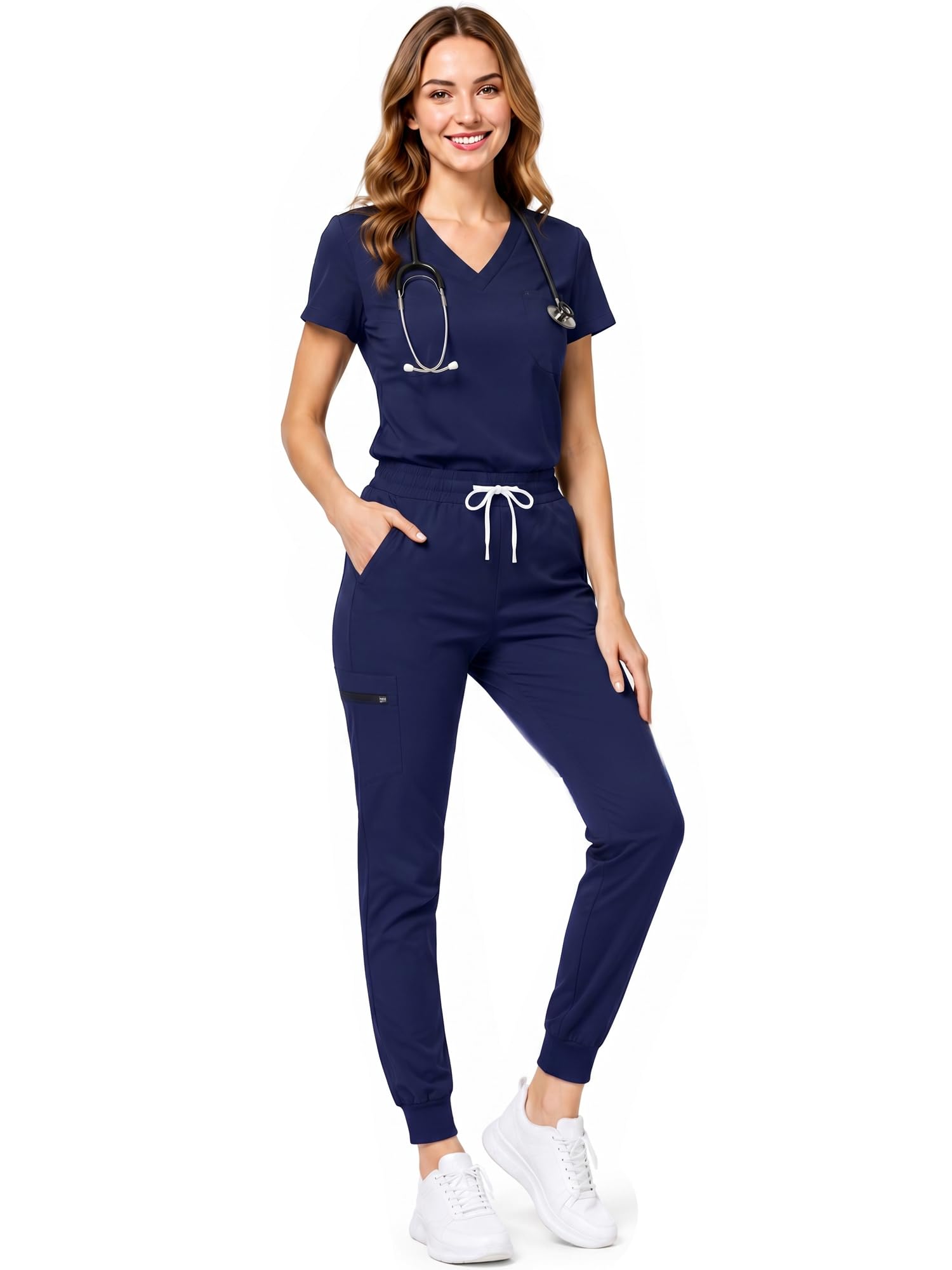 Photo 1 of Sumincarly Scrubs for Women Set, V-Neck Top & Jogger Pants, 9 Pockets