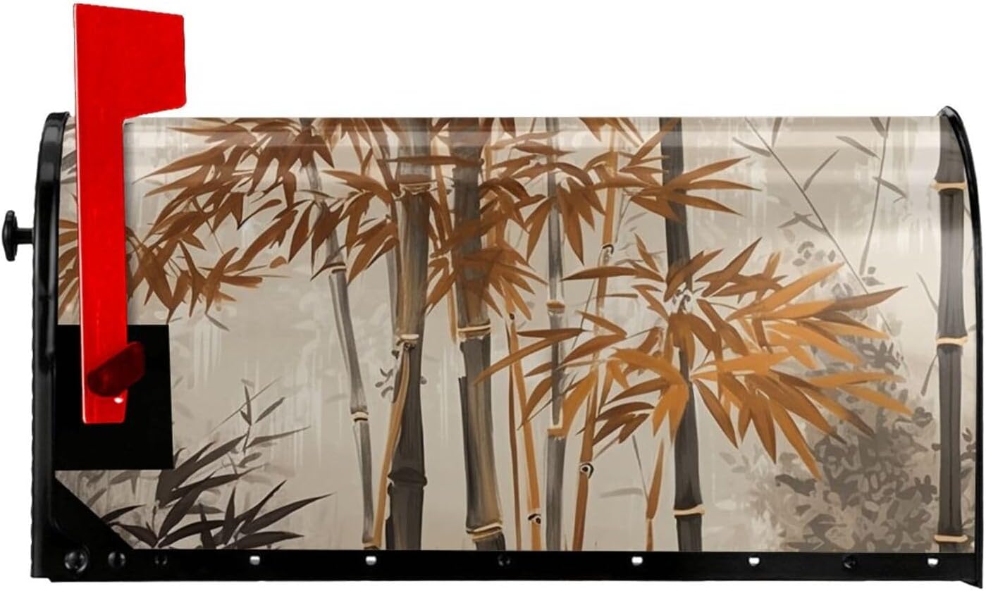 Mailbox Cover Mailbox Wraps Post Letter Box Cover Hand Drawn Yellow Tree Mailbox Post Cover for Garden Yard Decor 25.5x21 in, White, B54N5H4JHGHI