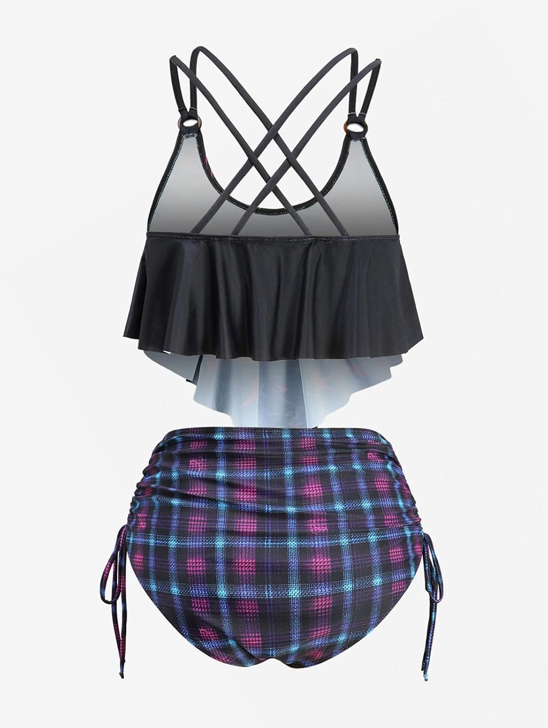 ROSE GAL Plus Size Womens Gothic Curvy Two Piece Tankini Swimsuts Set Skulls Stars Padded Tankini Set