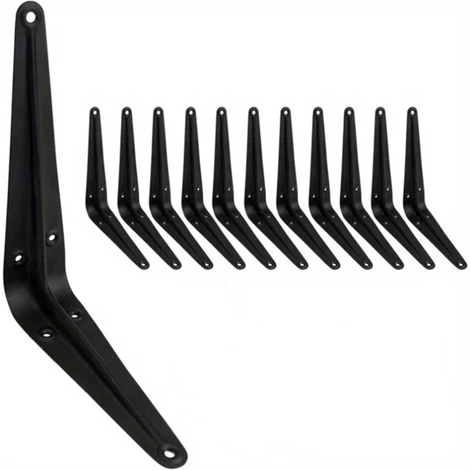 Soportes en L for estante, soporte flotante de 8 pulgadas, acero negro resistente for montaje pared decorativo, ángulo junta con tornillos, 6 uds Para Montaje(6x8inch-10PCS)
