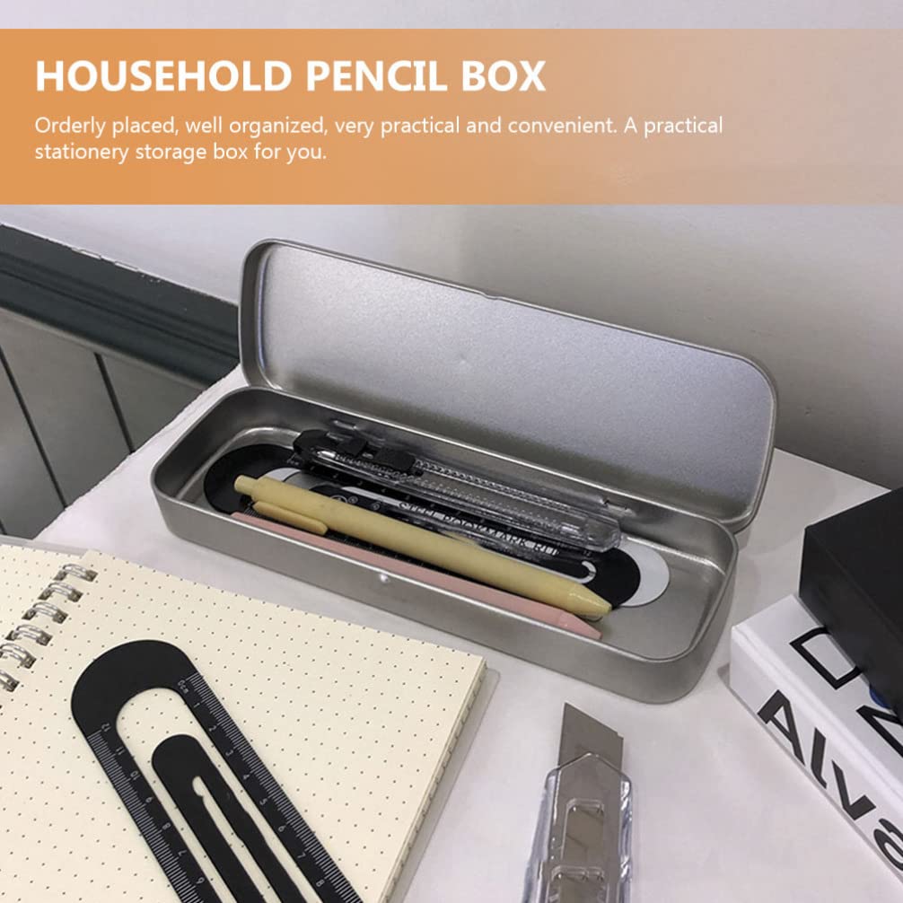 EXCEART Astuccio Portapenne In Metallo Opaco - Design Rettangolare Singolo Strato Per Scuola E Ufficio - Foto 4