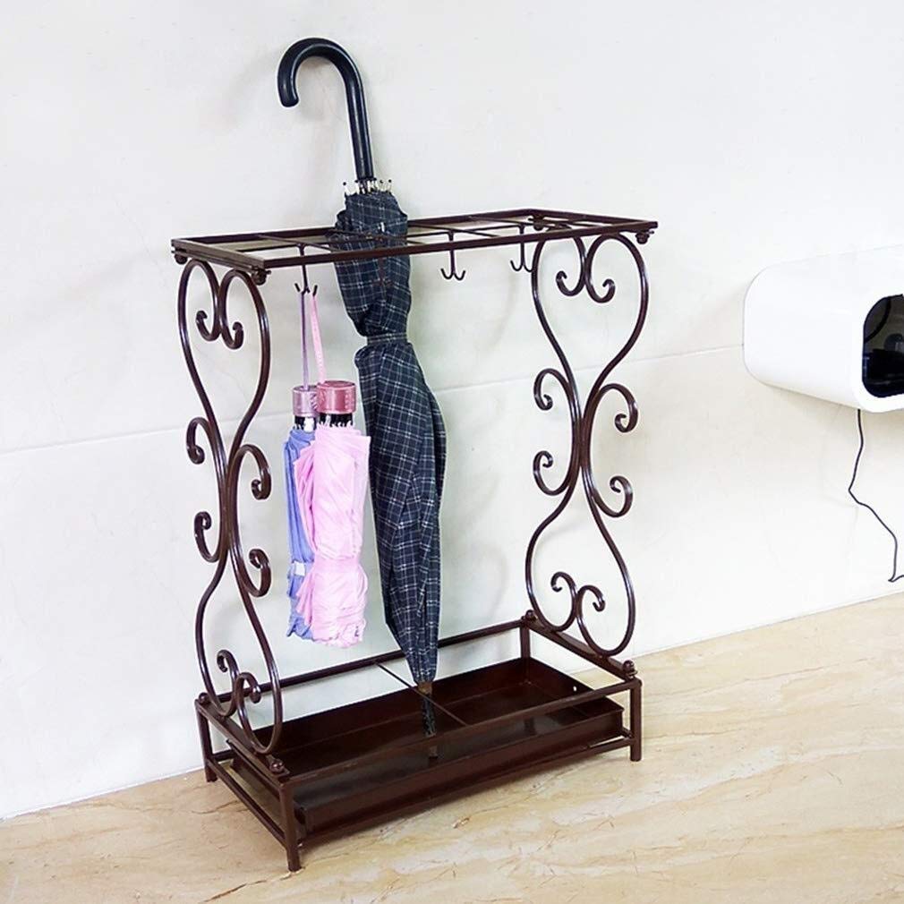 Porte-parapluie en métal XXL avec 12 crochets et bac d'égouttage pour maison et hôtel