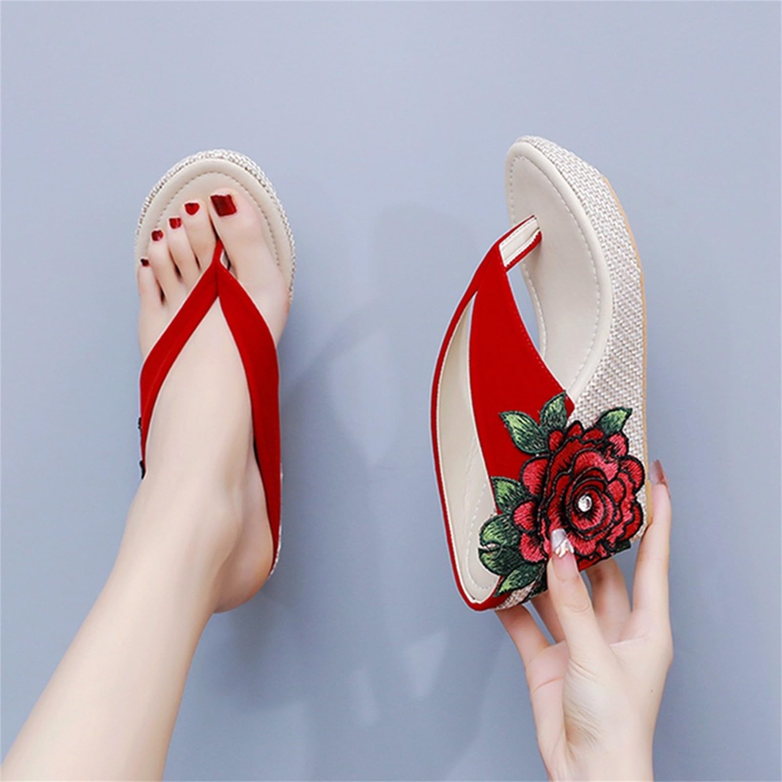 Generico Sandales CompenséEs Confortables LéGèRes AntidéRapantes Semelle Souple Respirantes Chaussures Femme éTé Mode Mules Support Pieds Larges Ville Usage Quotidien