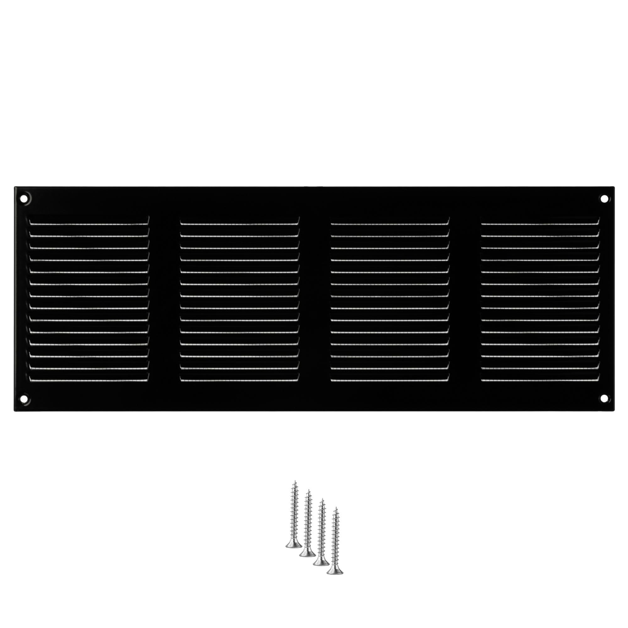 400x150mm Vent Cover, Black 16x6 inch Air Grille for Wall and Ceiling, Metal Ventilation Grille with Mesh
