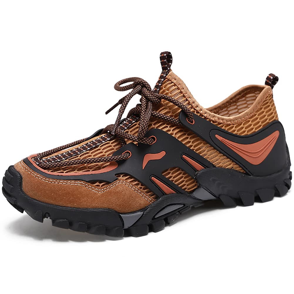 Tsuukuie Men's Outdoor Hiking Shoes Summer Fashion Mesh Breathable Travel Shoes Field Adventure