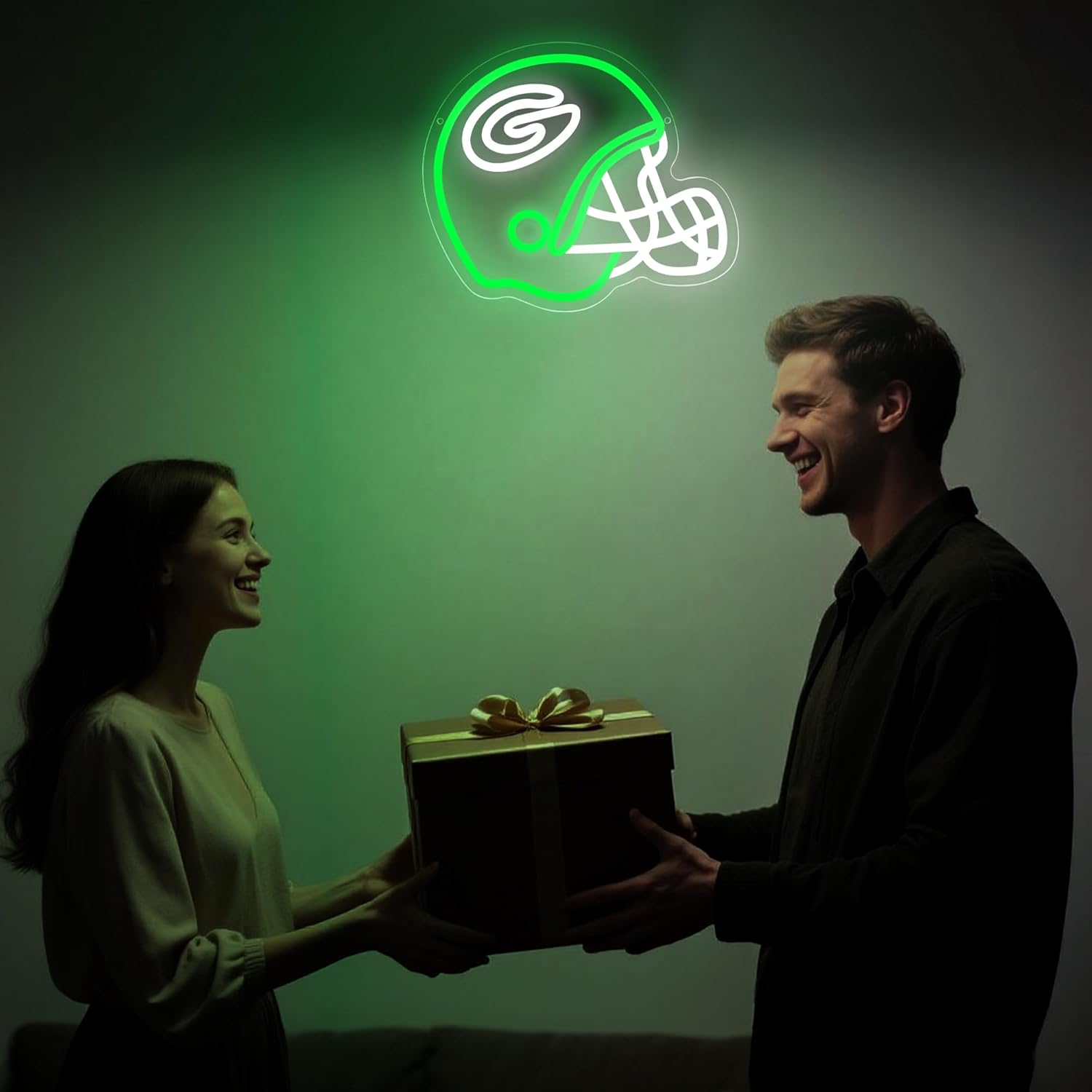 Football Neon Sign for Wall Decor Dimmable Football Team Neon Sign for Man Cave or Garage Decor Birthday Gifts for Men Green Led Light for Bedroom Bar Dorm Party Game Room Size 11.8 * 10.11(ZYLD295) - Image 6