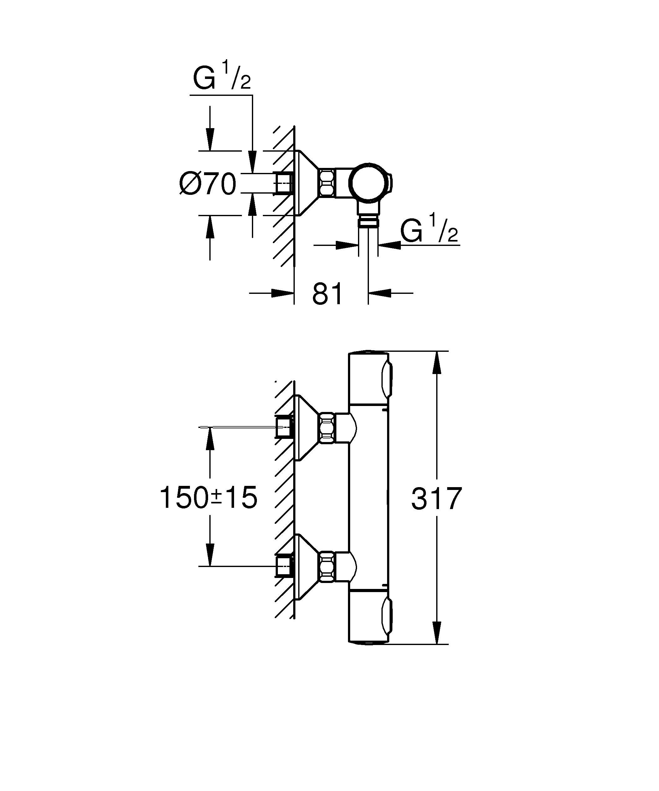GROHE Precision Flow, Duscharmatur wassersparend (Thermostat hält Temperatur konstant, Verbrühschutz bei 38°C, Mischbatterie mit Wasserspartaste für die Dusche, mit 3in1 Werkzeug), chrom, 34840000