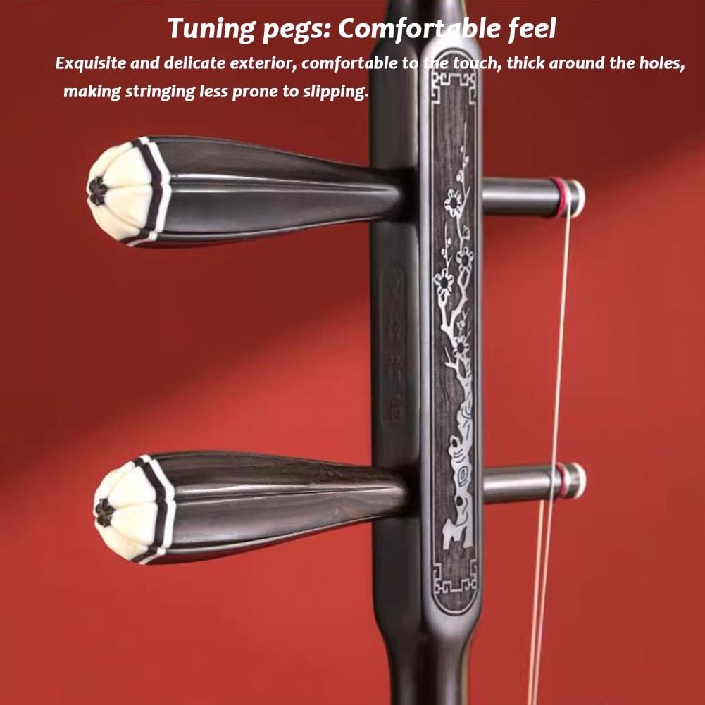 Erhu Con Corde Per Esecuzioni Professionali, Strumento A Corde In Legno D'ebano Strumento Musicale Cinese A Due Corde Con Accessori Per Esecuzioni Di Livello Magistrale(Black-C)
