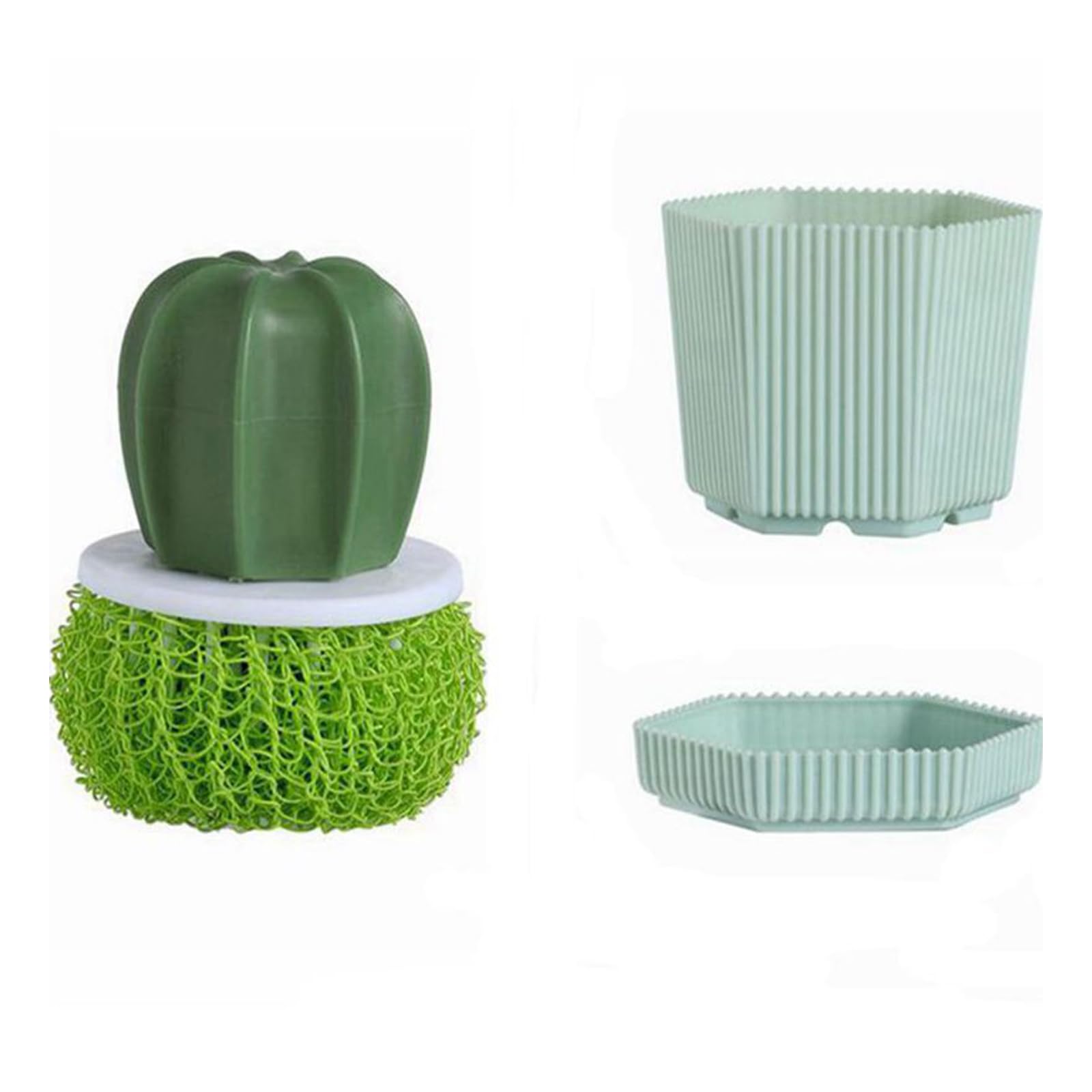 Oxxggkao Modern Cactus Shape Scrub Brush with Dense Bristles and Ergonomic Grip Handle for Cookware Utensils Sinks Scouring Dishes Scouring Brush