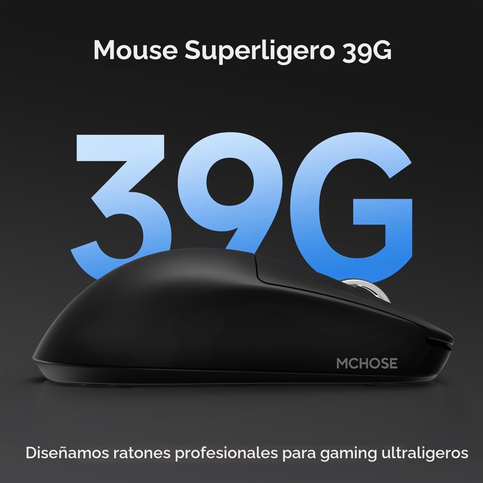 MCHOSE L7 Pro Ratón Gaming Inalámbrico - Ratón Ultraligero de 39g, 8000Hz de Frecuencia de Actualización Inalámbrica, 2,4G/BT/USB-C con Cable, 26000 dpi, 650 IPS, 200 Horas de Batería, Negro