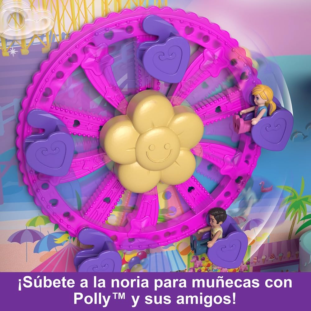 Polly Pocket Maleta Vacaciones sobre Ruedas Cofre con muñecas y Accesorios, Juguete +4 años (Mattel HKV43)