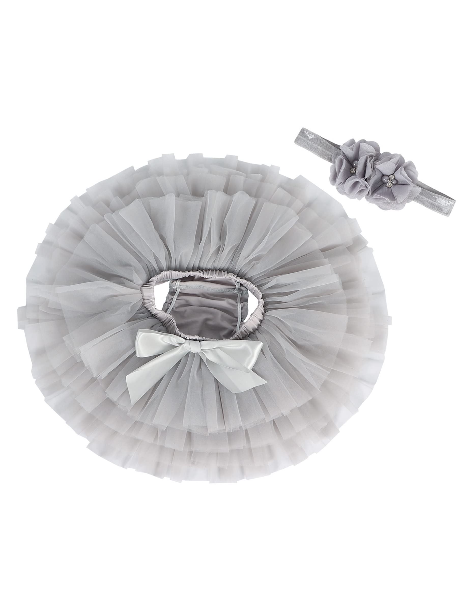 Bébé Tout-Petit Enfant Fille Tutu Princesse Mini Jupe Super Doux Tulle Taille Élastique Ballet Avec Protège-Couche + Bandeau
