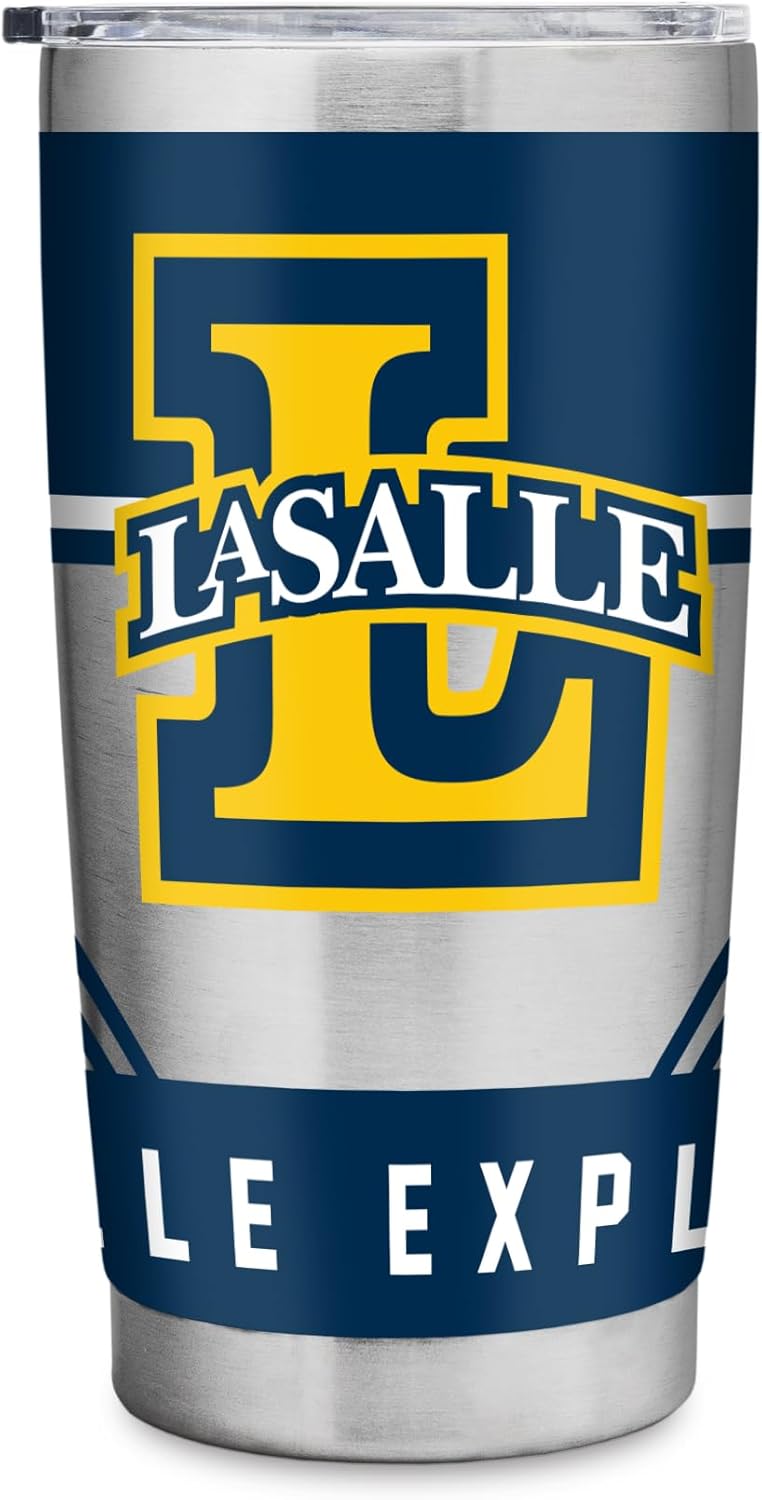 Rico Industries NCAA La Salle Explorers Standard 20oz Stainless Steel Tumbler with Lid - Great For Coffee, Tea, Water or Cocktails