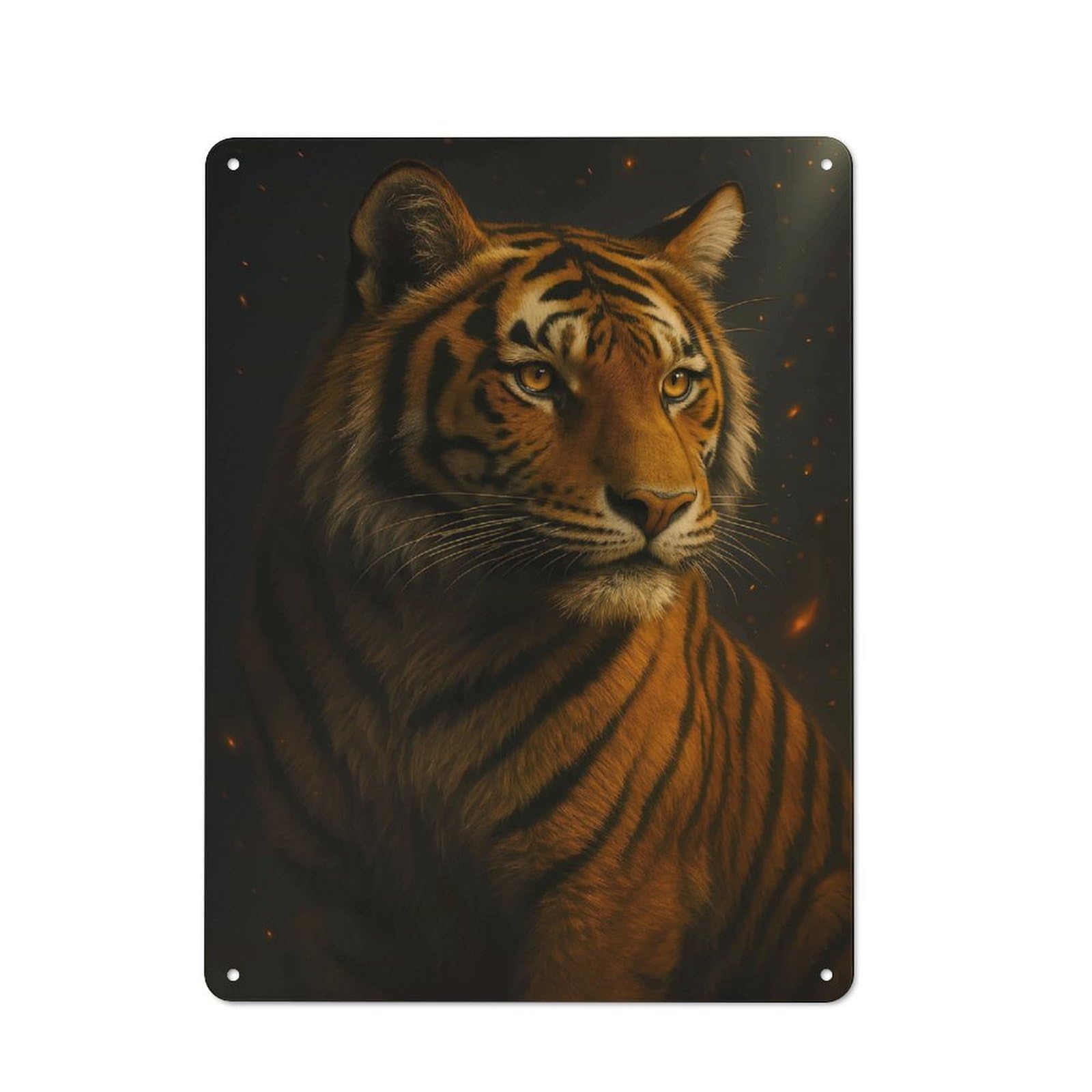 Junmoney Style-2 Vintage Tin Sign 40X30cm With Majestic Tiger Portrait For Home Bar Wall, Metal Sign Decor For Home Bars And Entertaining Spaces