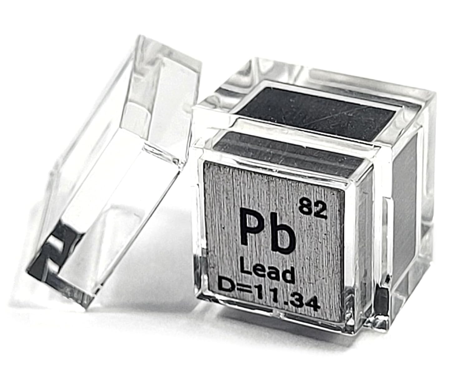 0.39" 10mm Lead Plumbum Metal Cube Pb up to 99.9% Pure Periodic Table Element Engraved Density Collection Science Education Display Block Cube + Acrylic Case Box - 1PC — image 1