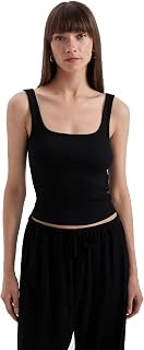 Stare ans You Square Neck 100% Cotton Rib Sleeveless Tank Crop Top Price In India