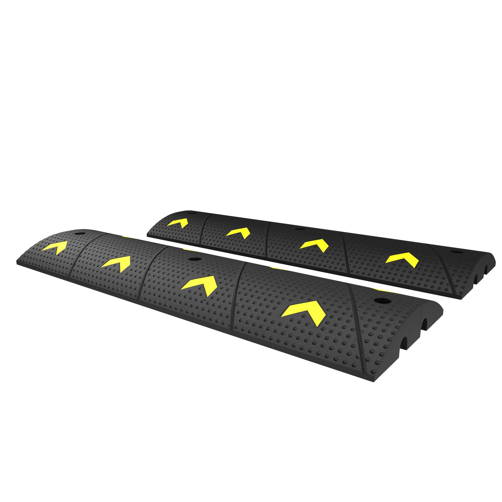 Berry Heavy Duty Speed Bump with 2 Channel Cable Protector | 2 Pack, 1 Meter PVC Outdoor Cable Cover Ramp with Screw and Anchor | Non-Slip Outdoor Speed Hump for Roads Garage Parking