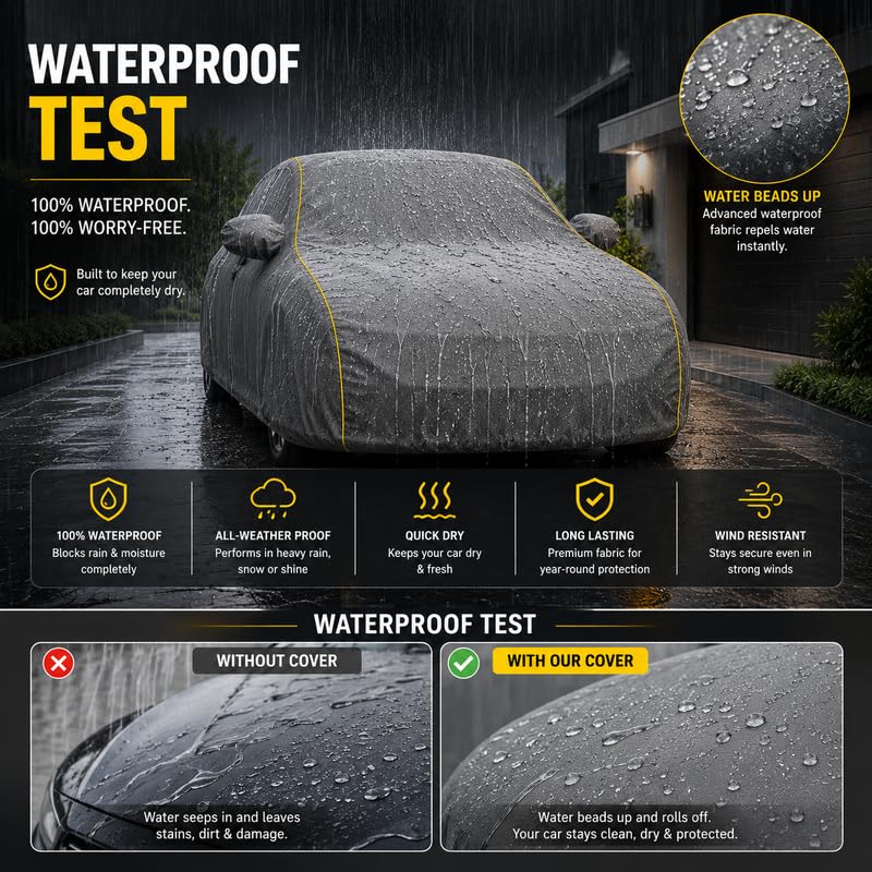Image of Pure Fabric Grey 100% Waterproof XEV 9e Car Cover | Polyester Car Body Cover for Rain & Sun | UV Protection, Dustproof, Scratch Resistant, Windproof, Heat Resistant, Custom Fit