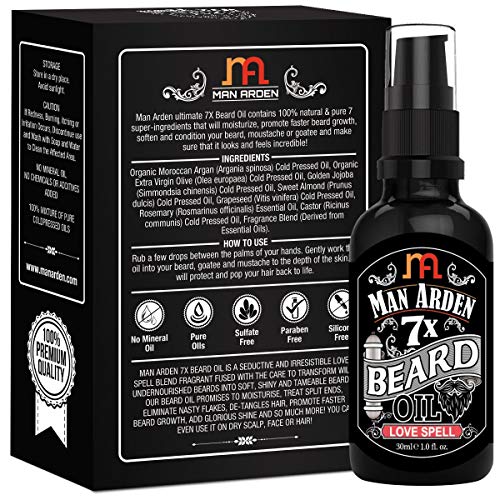 Image of Man Arden 7X Beard Oil 30ml (Love Spell) - 7 Premium Oils Blend Supports Beard Growth & Nourishment