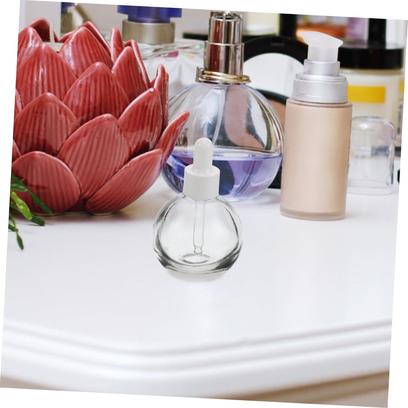 LIFKOME 12 Szt. Sztuk Szklane Butelki z Pipetą Do Olejków Eterycznych Szczelne Buteleczki Serum Do Podróży Trwałe i Precyzyjne Dozowanie Płynów Białe Uszczelnienie
