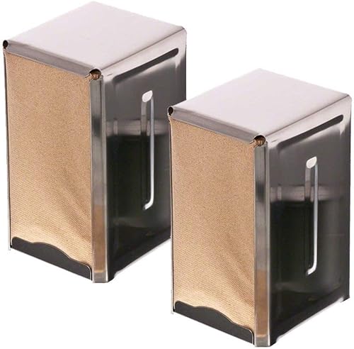 Miniatura 1 de Juego de 2 dispensadores de servilletas de acero inoxidable de doble cara con acabado pulido de 3-3/4 x 4-1/2 x 7-1/2 pulgadas, dispensador de
