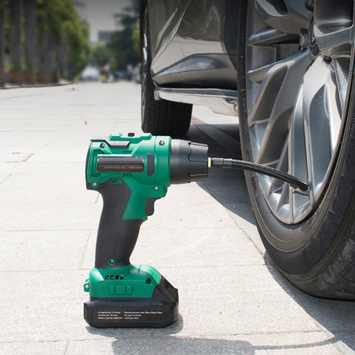 PRETYZOOM Bomba De Aire Inalámbrica para Inflar En El Coche Portátil Inalámbrica Color Verde