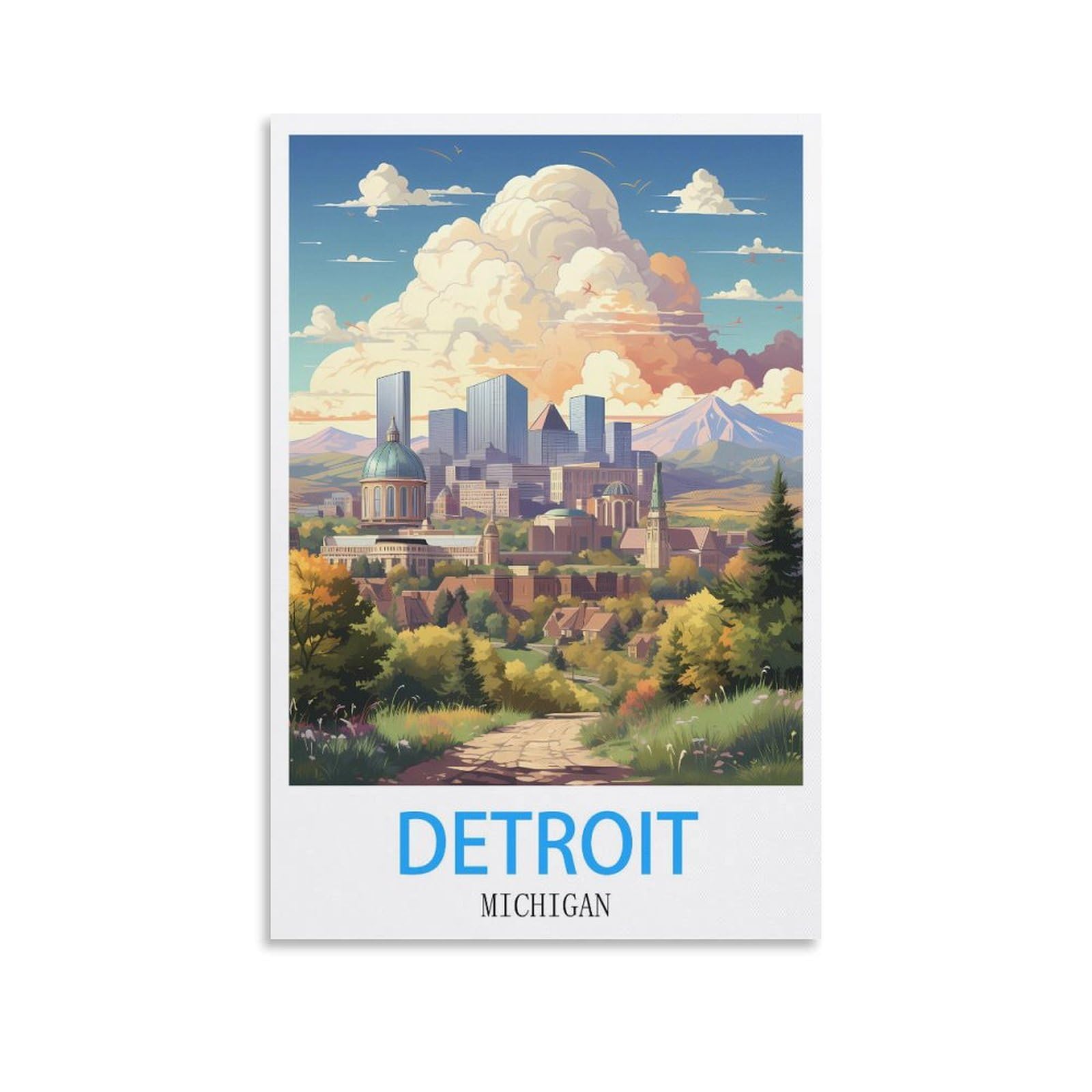 Vintage Metal Tin Signs,Detroit Michigan,Garden & Kitchen Poster, Inspirational Sign Home Wall Art Decor for Home Kitchen Bar Club Decoration 30x30cm