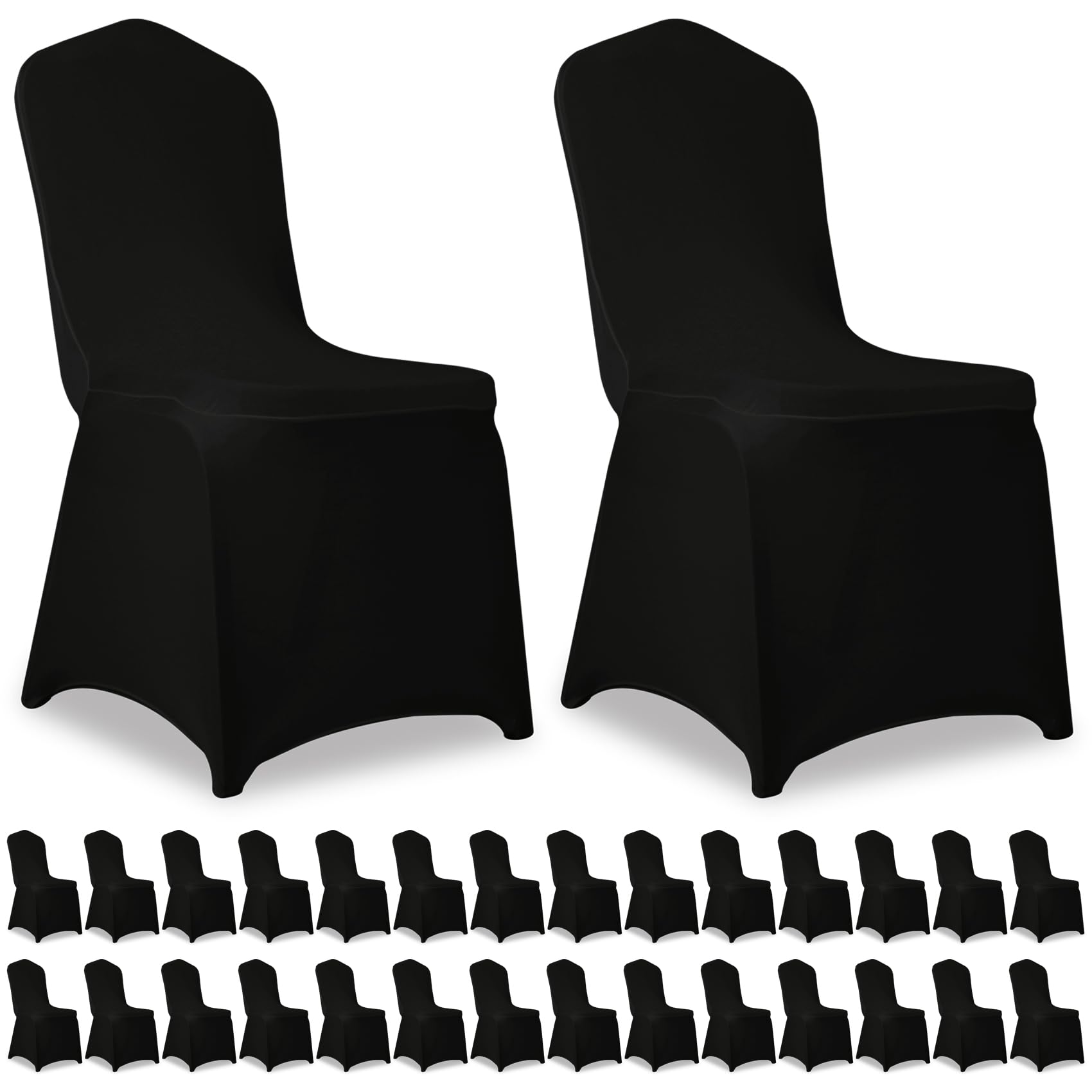 30 Pack Black Stretch Polyester Spandex Chair Covers Universal Washable Removable Chair Slipcovers Protector for Wedding Banquet Events Party Dining Decoration