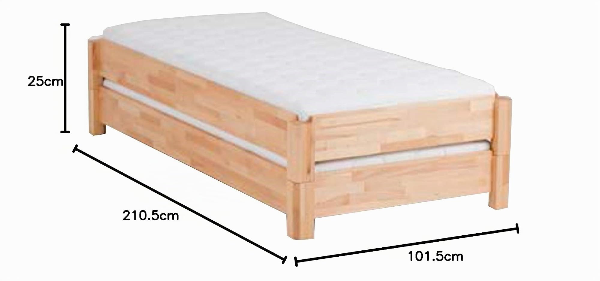 DICO 2er Stapelbett Massivholz mit Rollrost Größe 90x200 cm 01 Kernbuche geölt