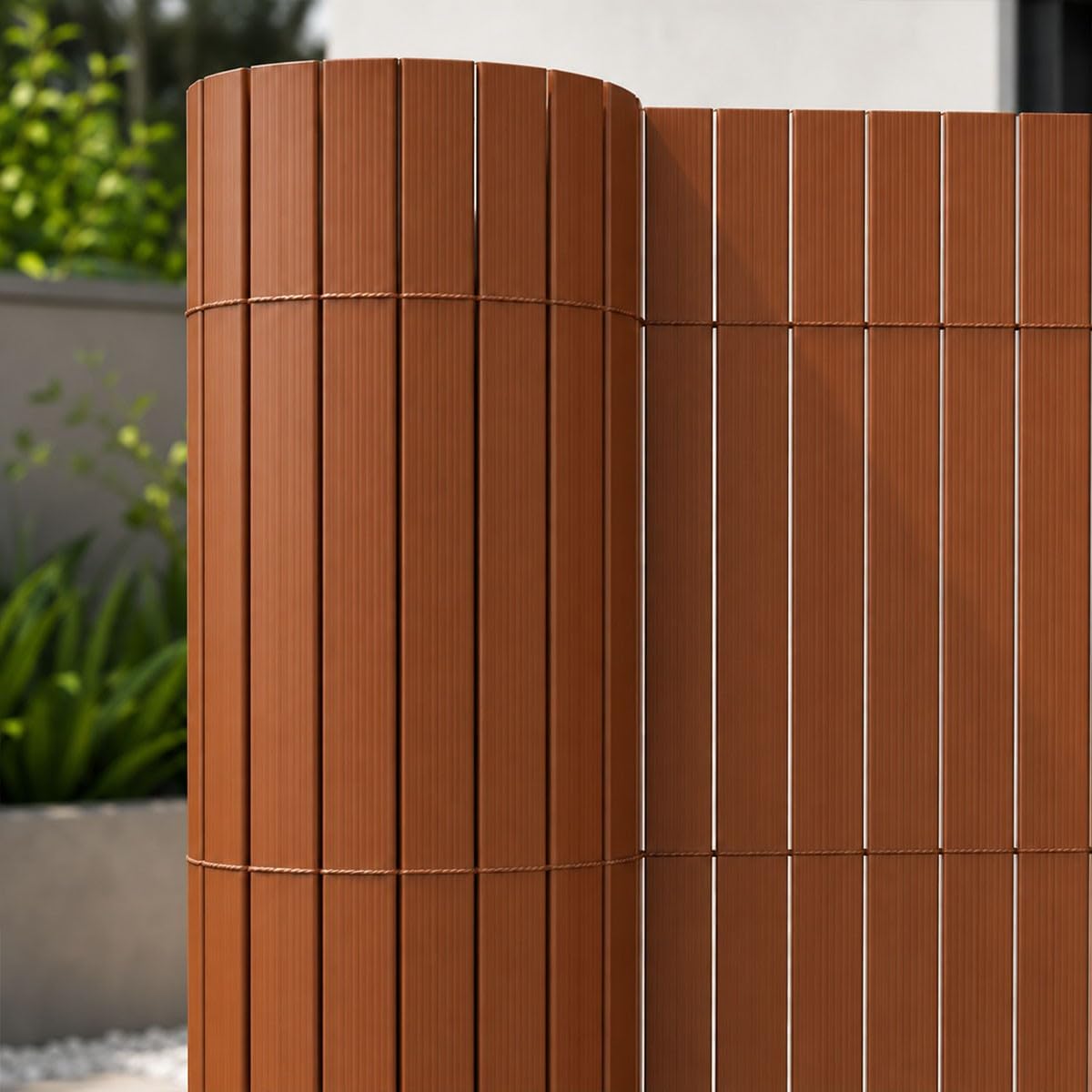 SYNTHAIETIK Canisse Bambou Artificielle Marron 1 x 3 m, Brise-Vue PVC Double Face Renforcé Anti-UV, Lattes 19 mm, Jardin Balcon Terrasse Pergola